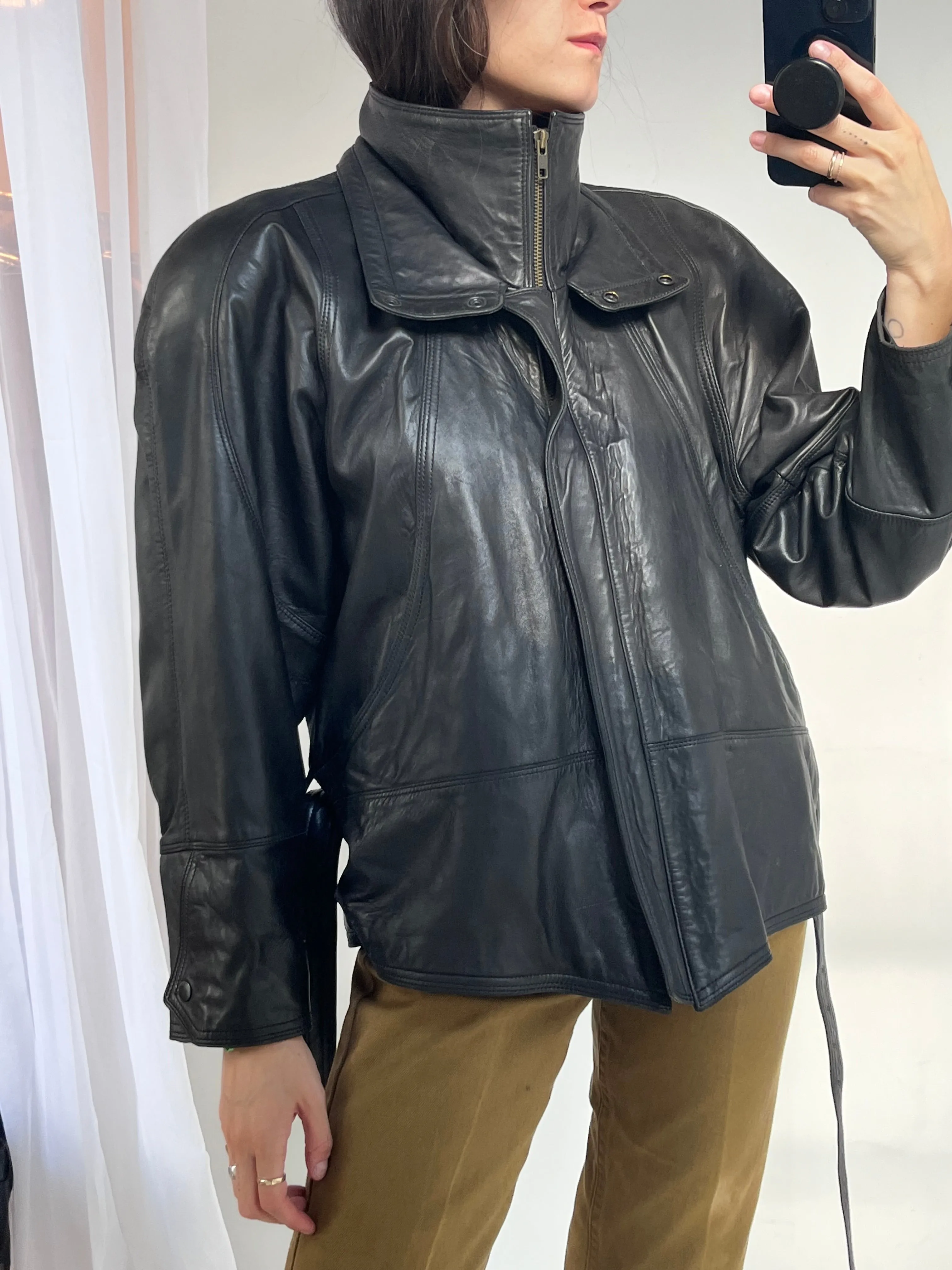 1980s North Beach Leather lambskin bomber