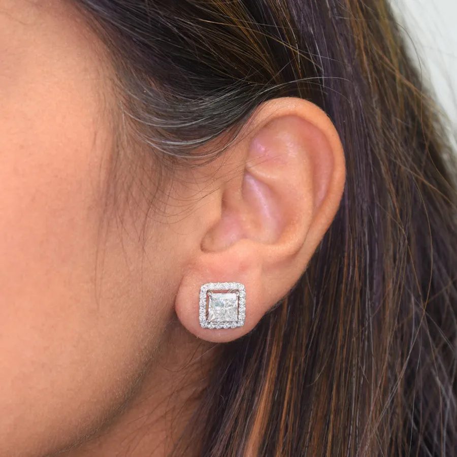 3ct Princess Cut Lab Grown Diamond Earrings