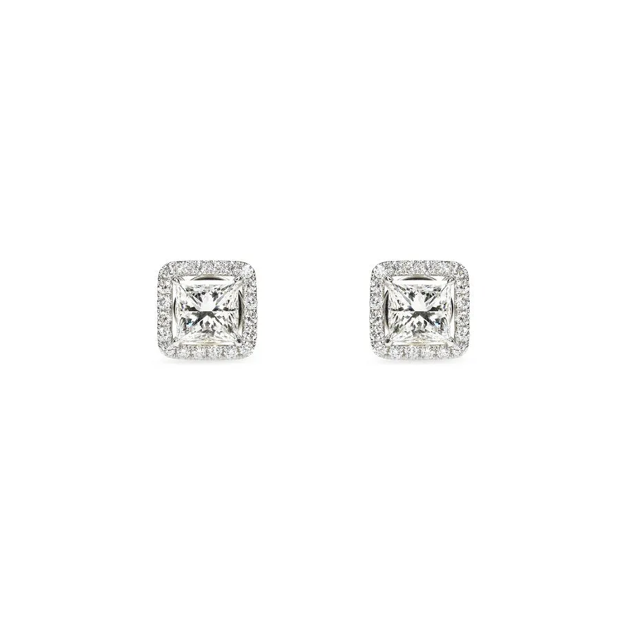 3ct Princess Cut Lab Grown Diamond Earrings
