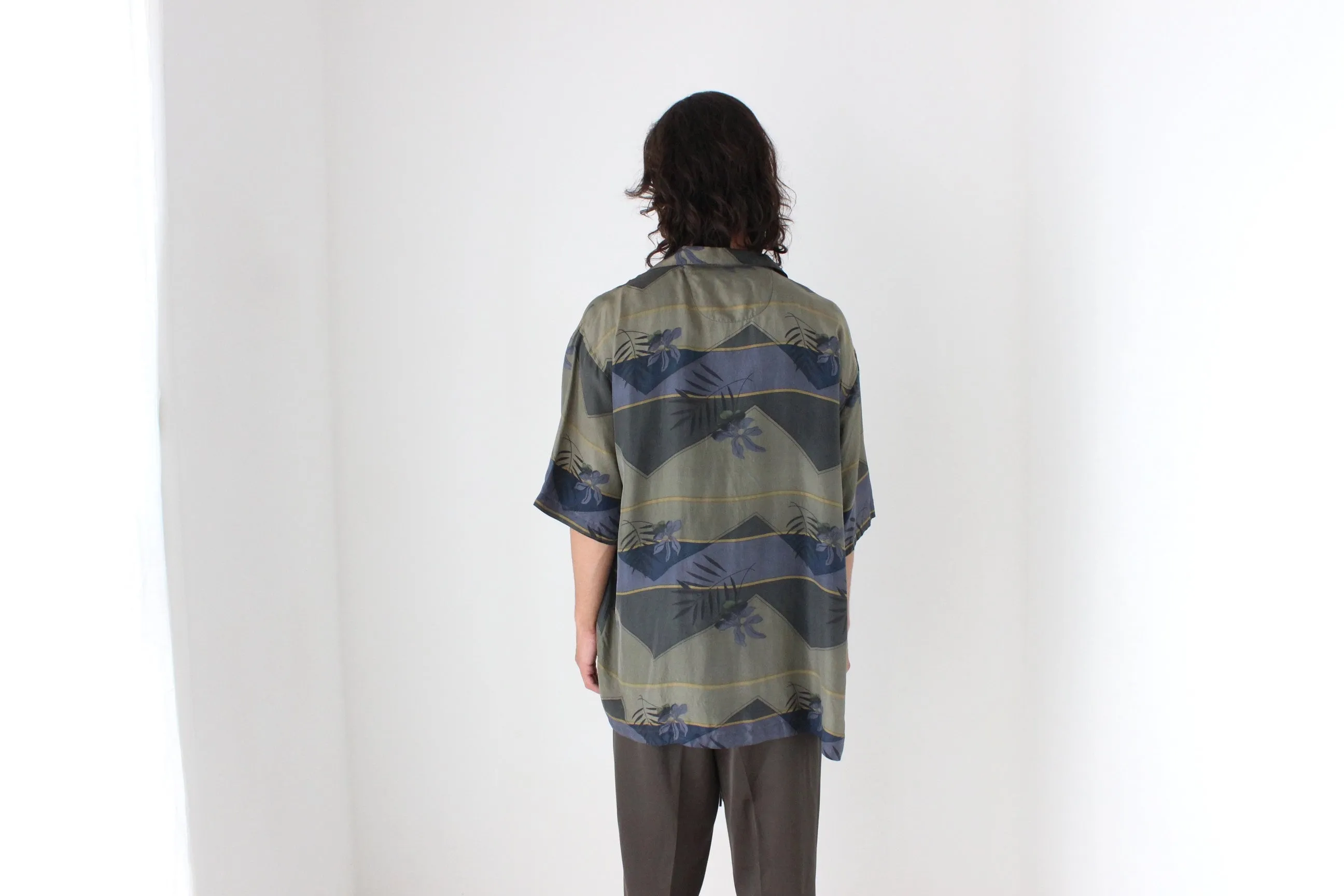 80s PURE SILK Abstract Print Boxy Shirt