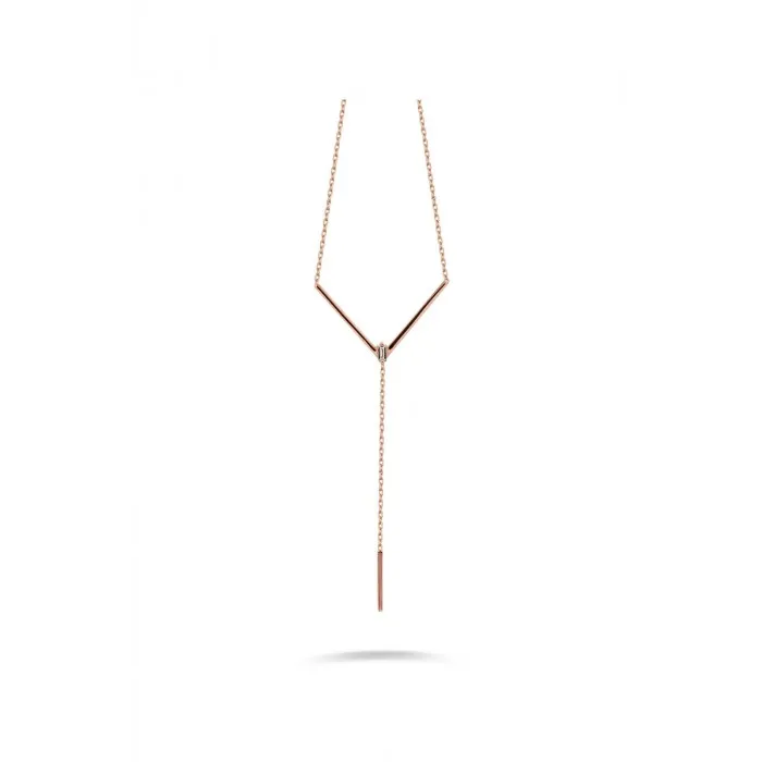 AMORE V Bagulette Rose Gold Necklace 0.03ct