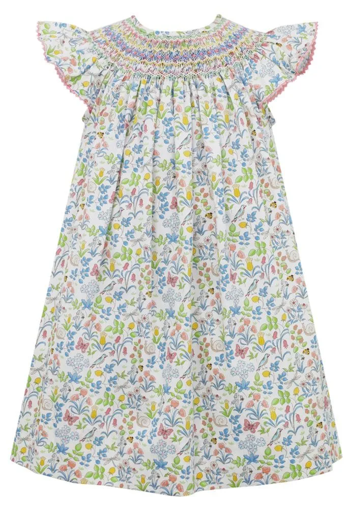 Anavini Spring Garden Liberty Floral Angel Wing Bishop Dress