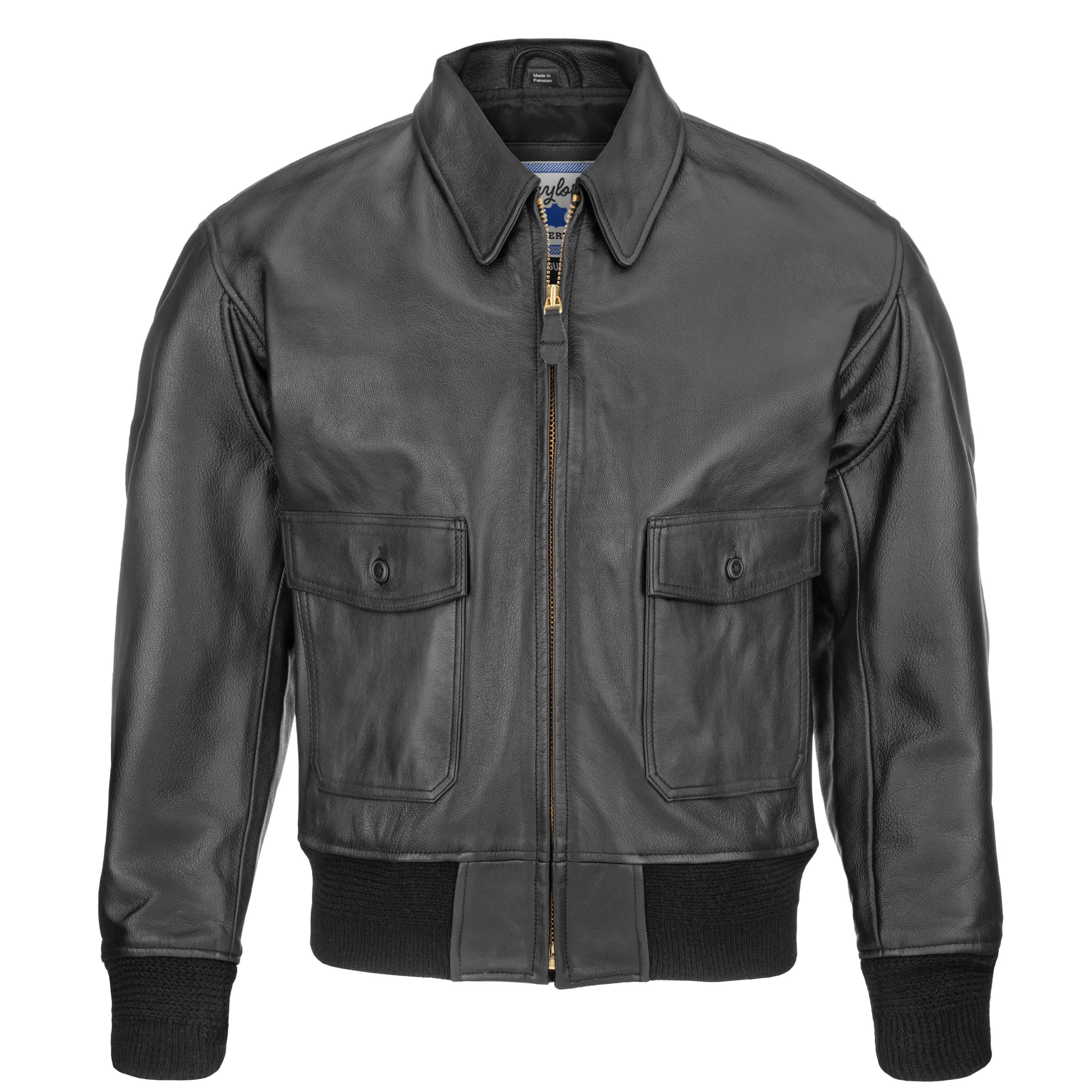 ANJ-3 Black Goatskin Leather Bomber Jacket