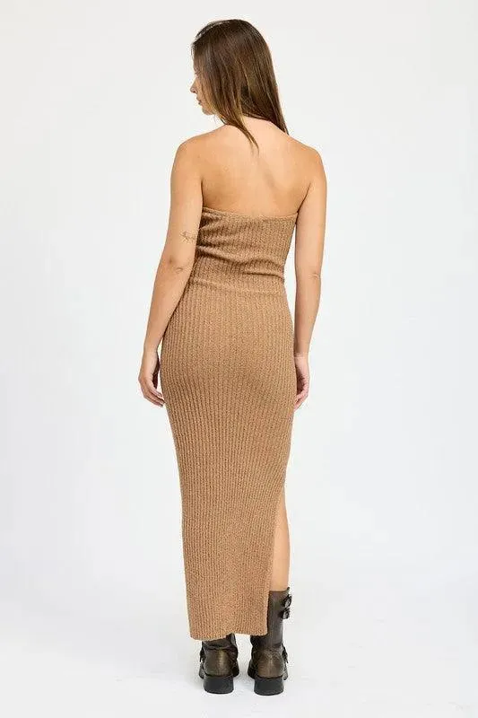 Asymmetrical Ribbed Maxi Tube Dress