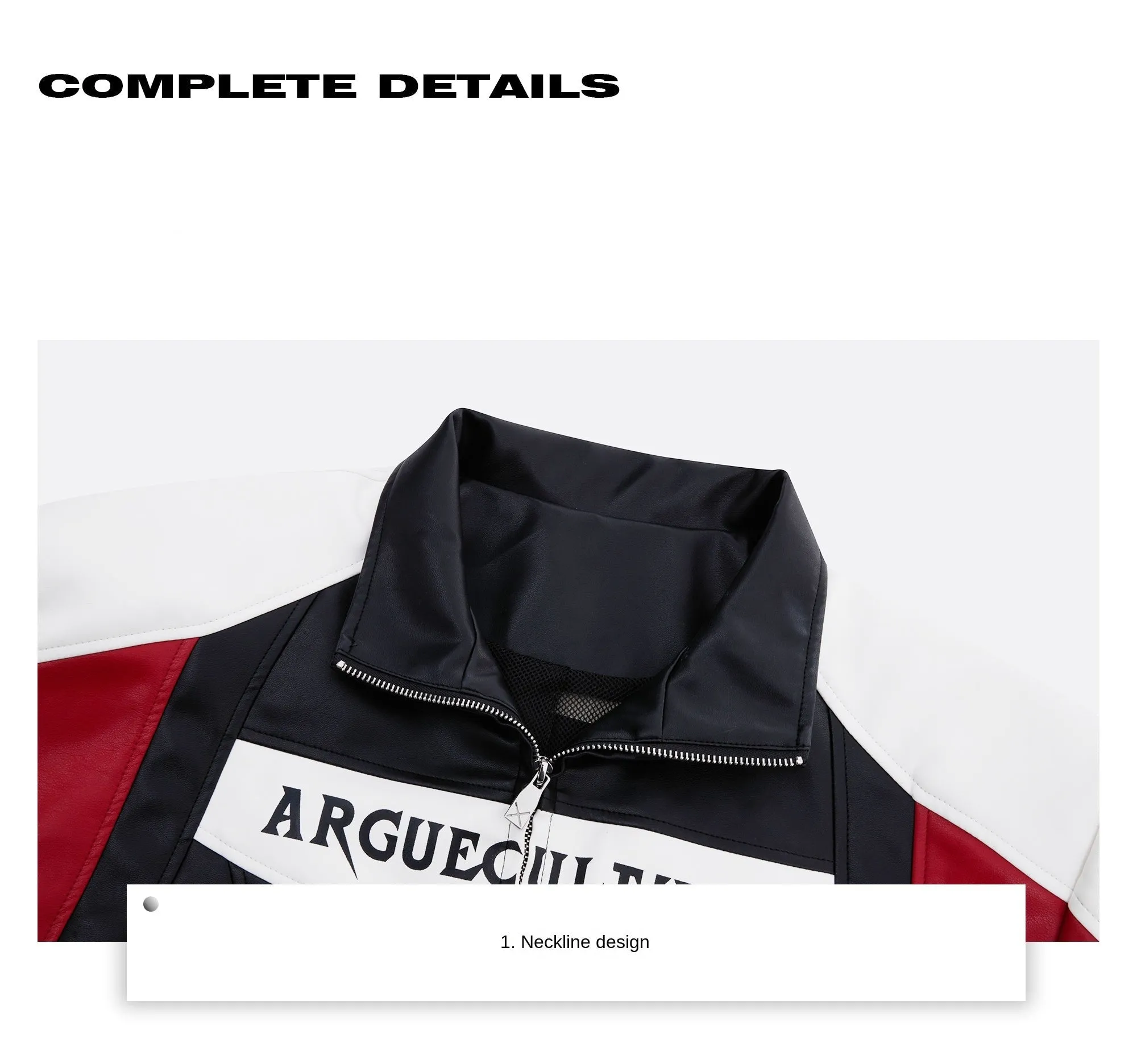 Avant-Garde Color Block Biker Faux Leather Jacket with Deconstructed