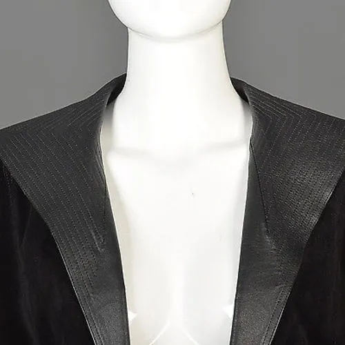 Avant Garde Jean Muir Black Leather Jacket with Bishop Sleeves