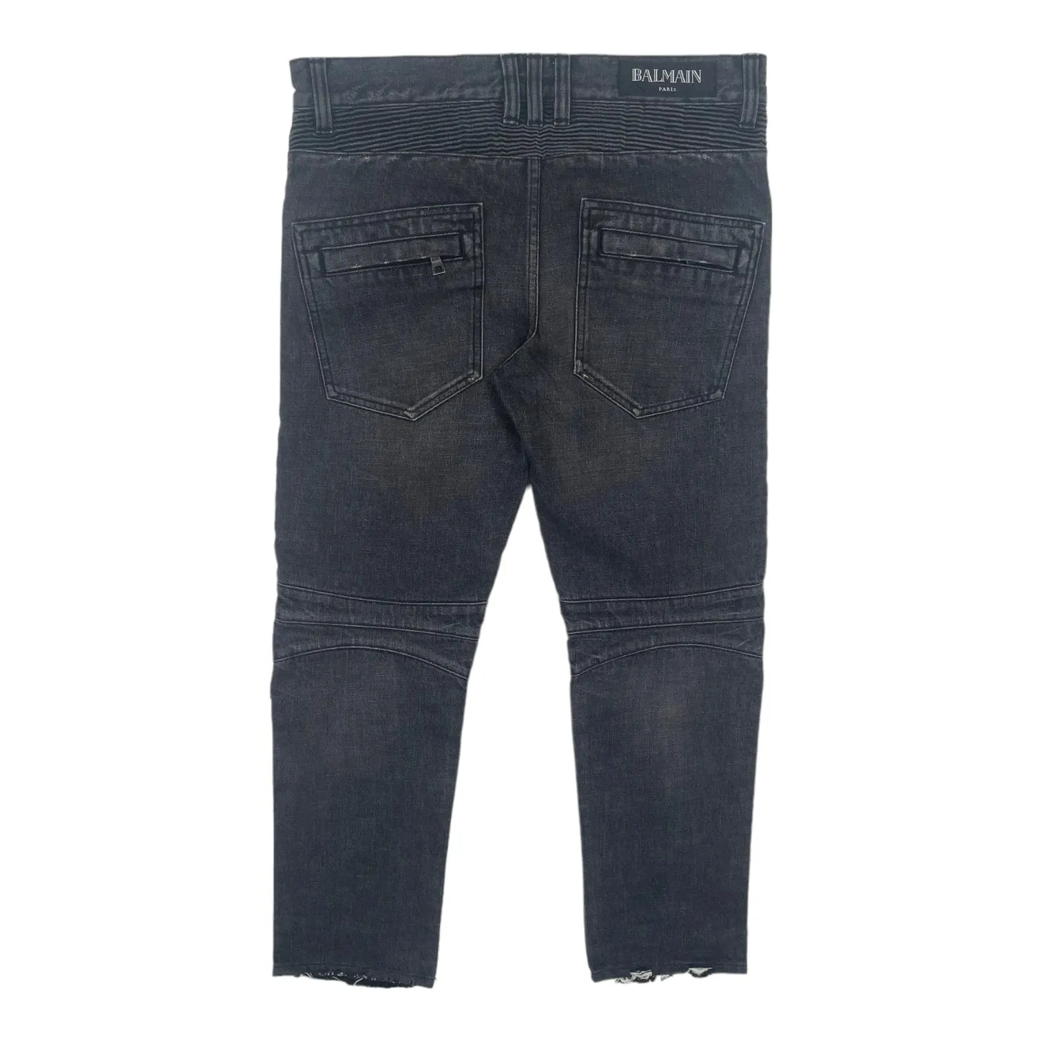 Balmain Biker Cargo Denim Black Pre-Owned