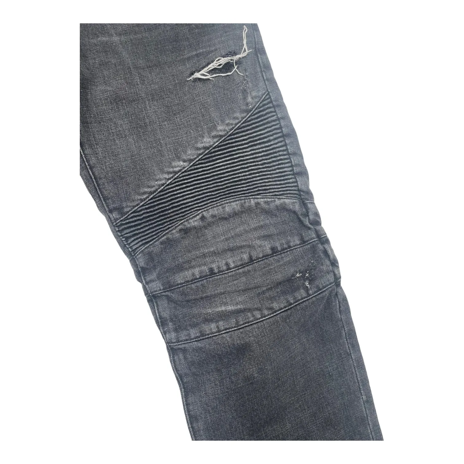 Balmain Biker Cargo Denim Black Pre-Owned