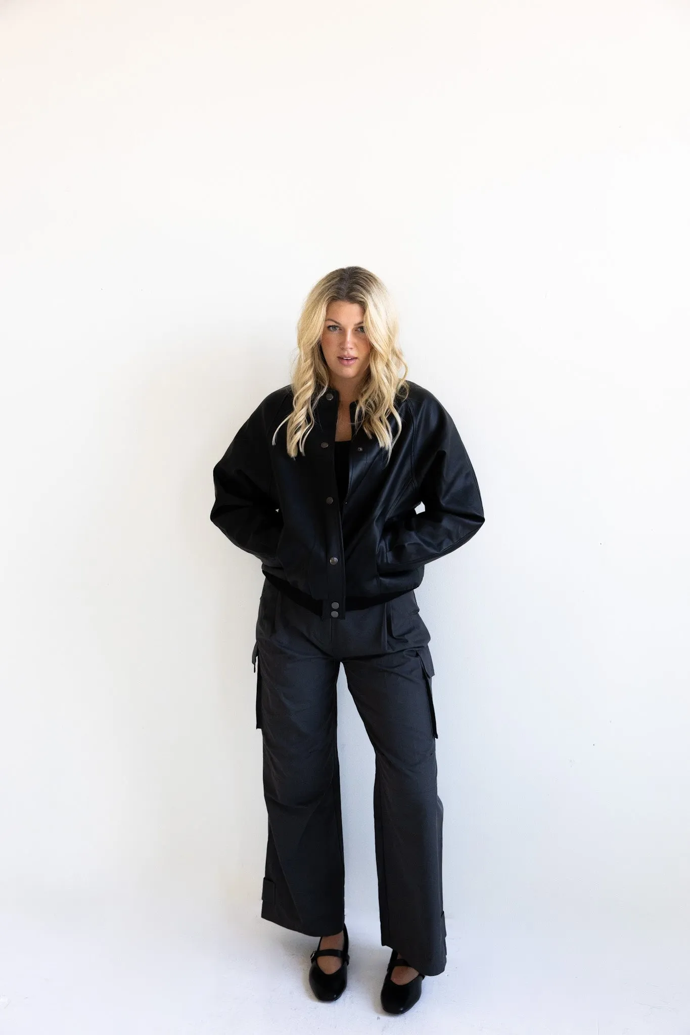 Black Leather Bomber Jacket