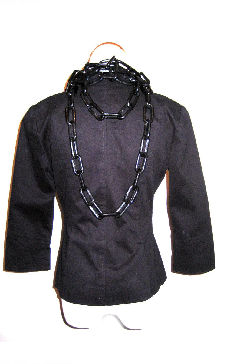 Black Plastic Chain Tuxedo Jacket Size Small