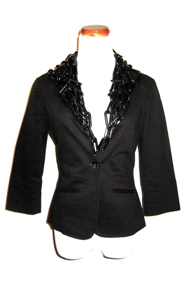 Black Plastic Chain Tuxedo Jacket Size Small