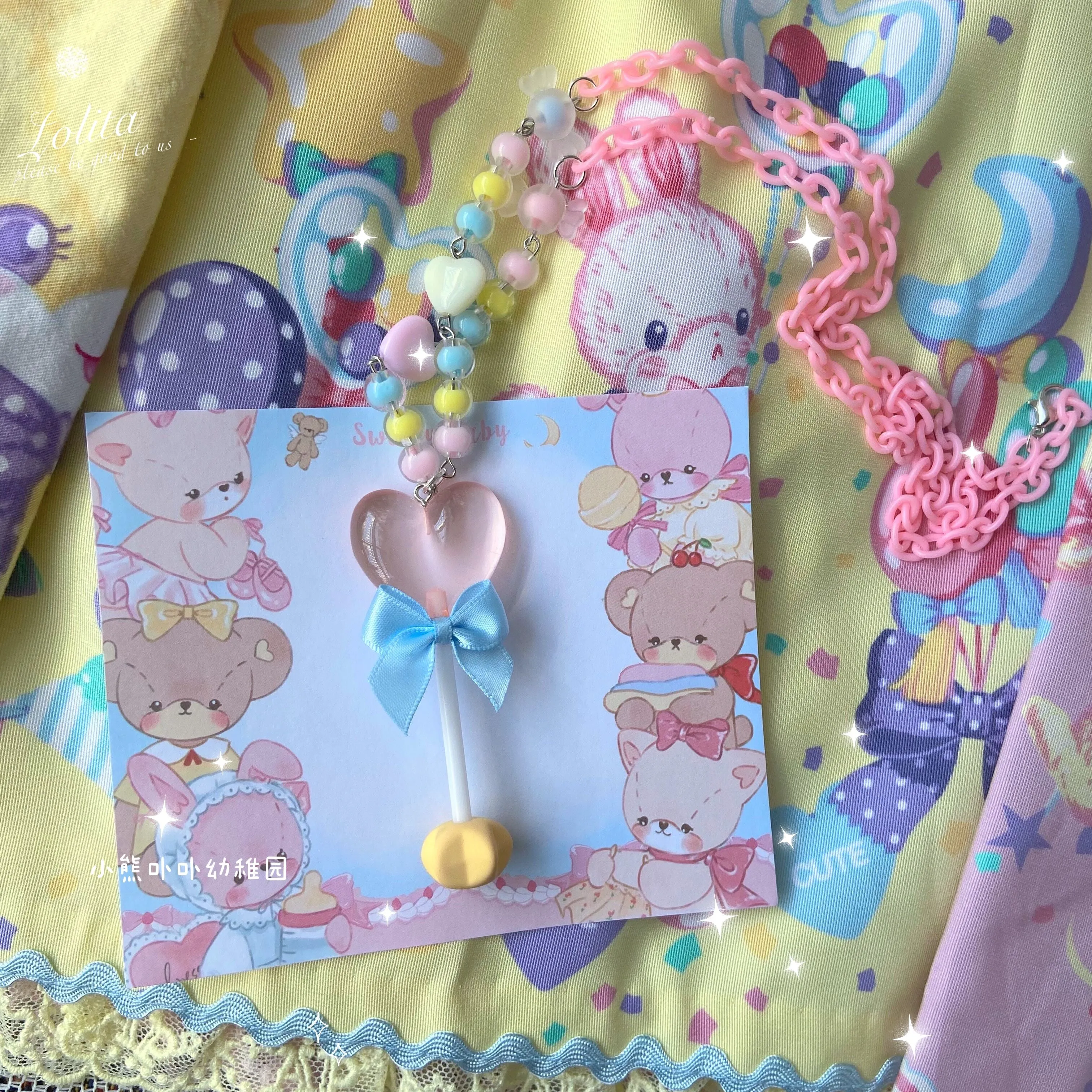 (Buy for me)Bear Doll~Sweet Lolita  Bow Heart-Shaped Sweater Chain