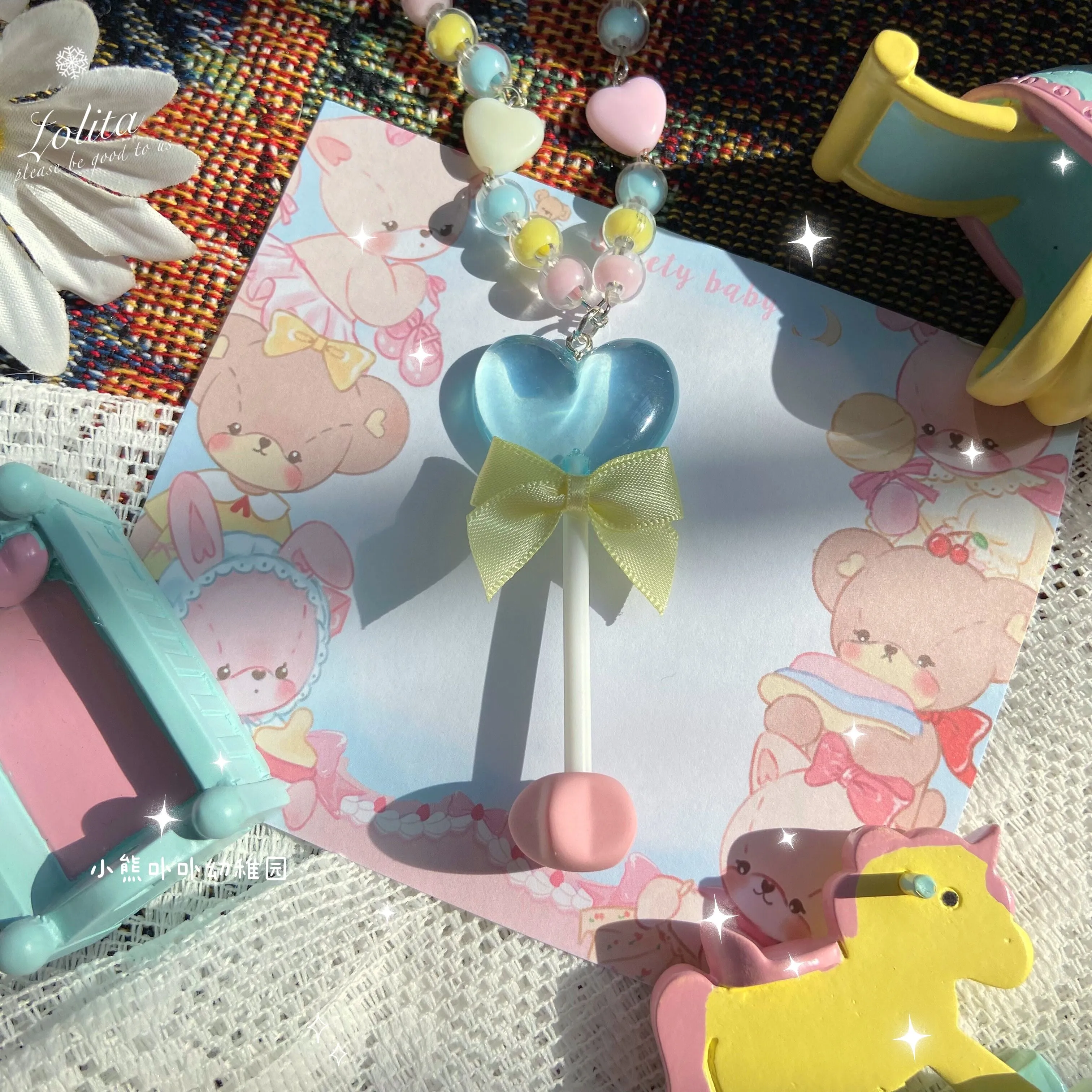 (Buy for me)Bear Doll~Sweet Lolita  Bow Heart-Shaped Sweater Chain