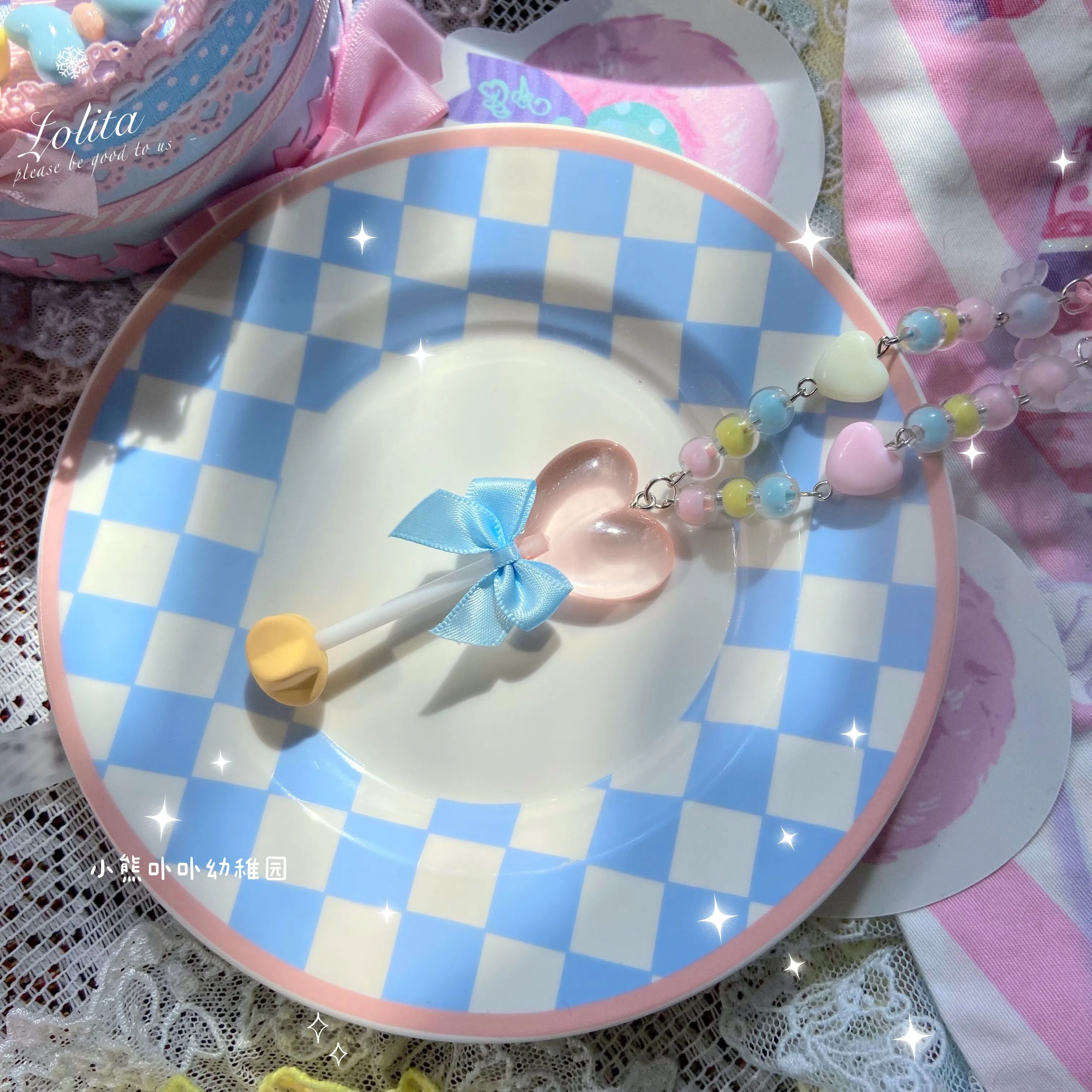 (Buy for me)Bear Doll~Sweet Lolita  Bow Heart-Shaped Sweater Chain