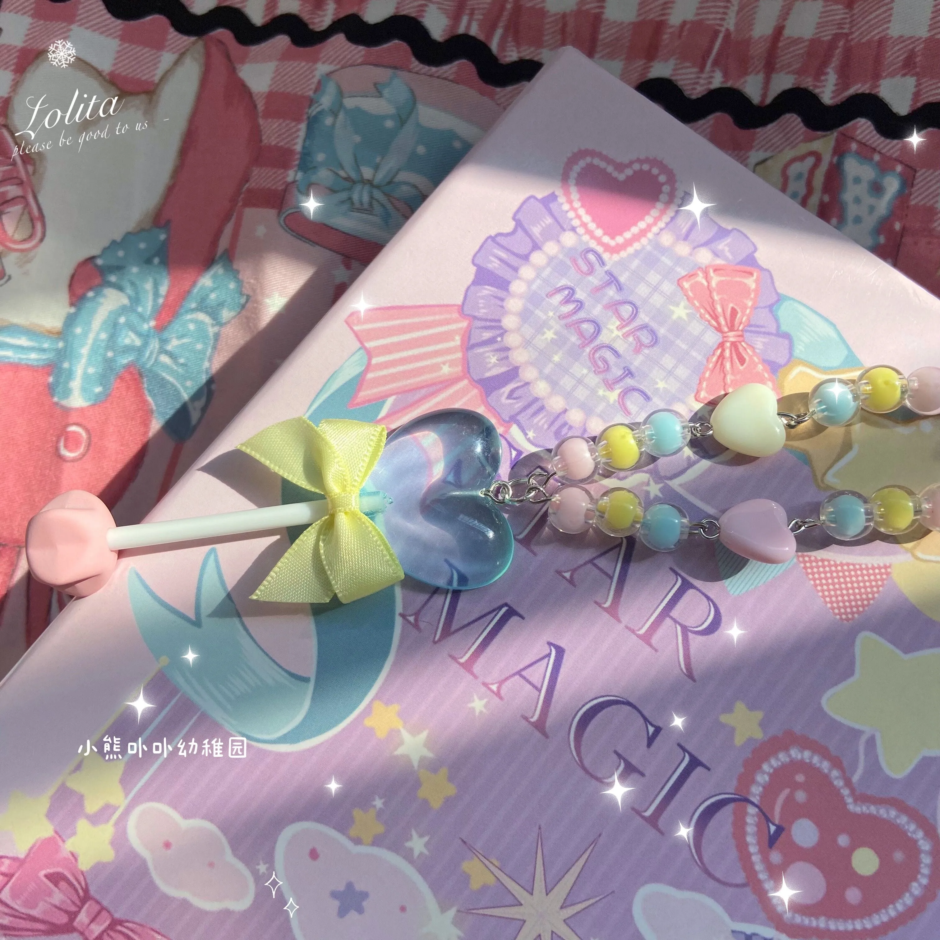 (Buy for me)Bear Doll~Sweet Lolita  Bow Heart-Shaped Sweater Chain