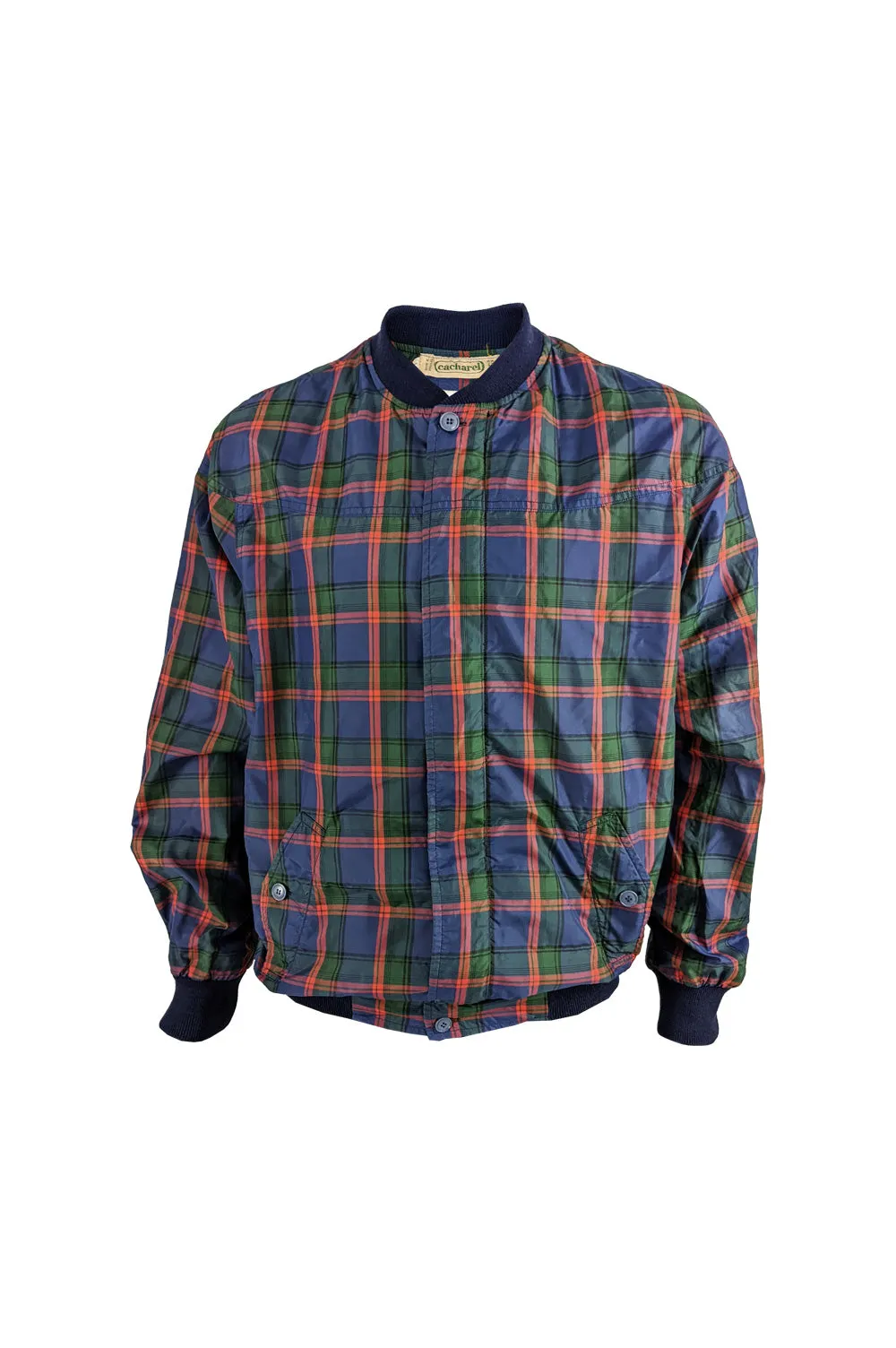 Cacharel Vintage Mens French Tartan Bomber Jacket, 1980s