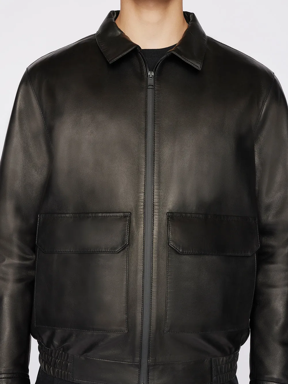 Cargo Leather Jacket -- Noir