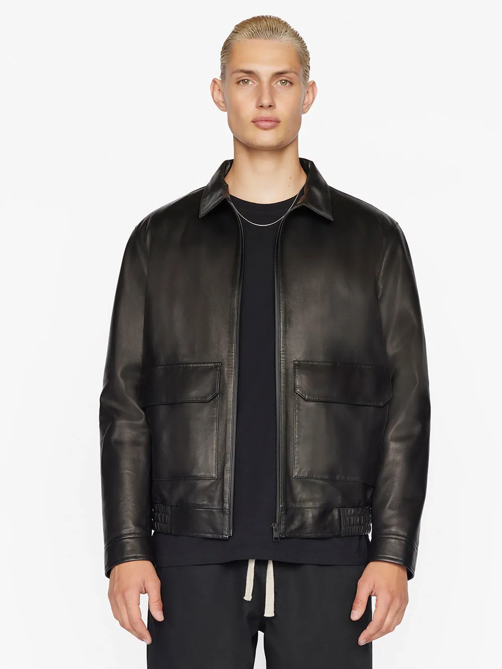 Cargo Leather Jacket -- Noir