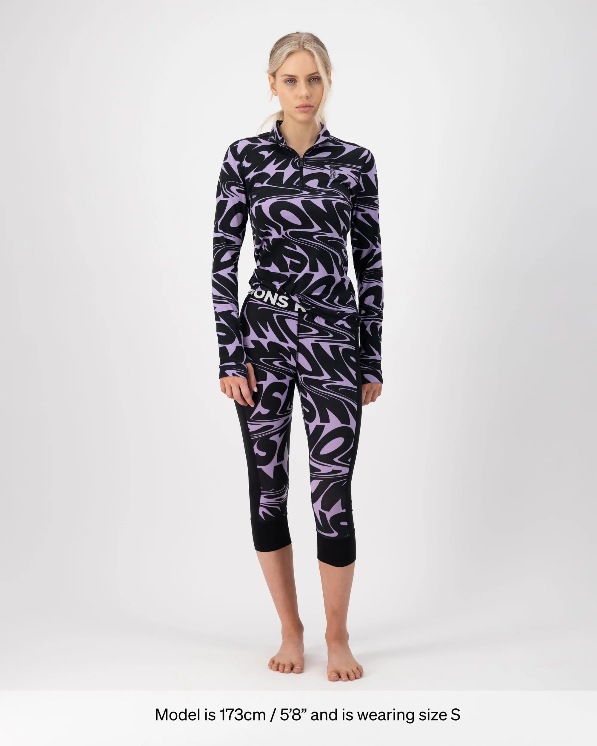 Cascade Merino Base Layer 1/4 Zip Long Sleeve - Signal Lost Lupin