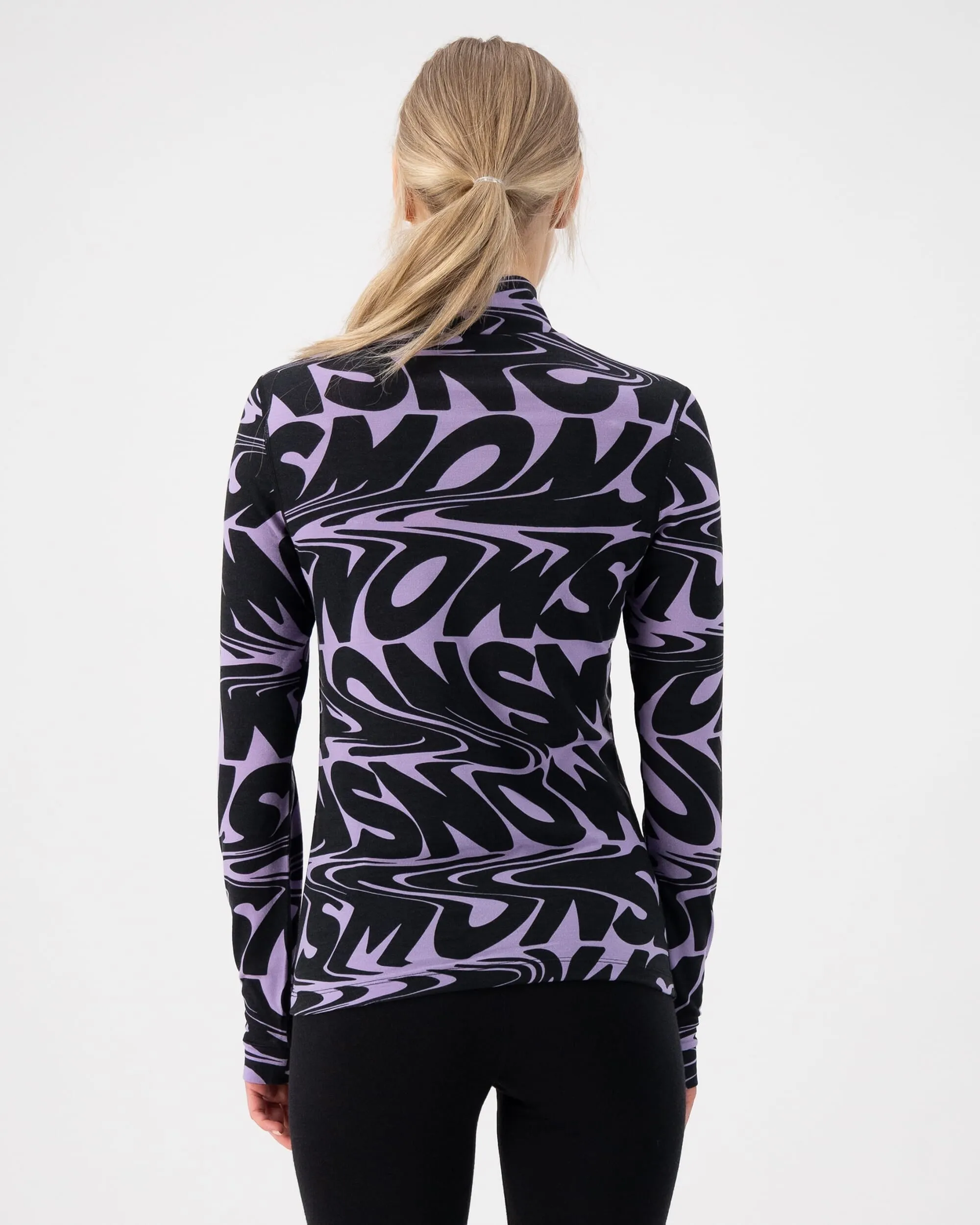Cascade Merino Base Layer 1/4 Zip Long Sleeve - Signal Lost Lupin