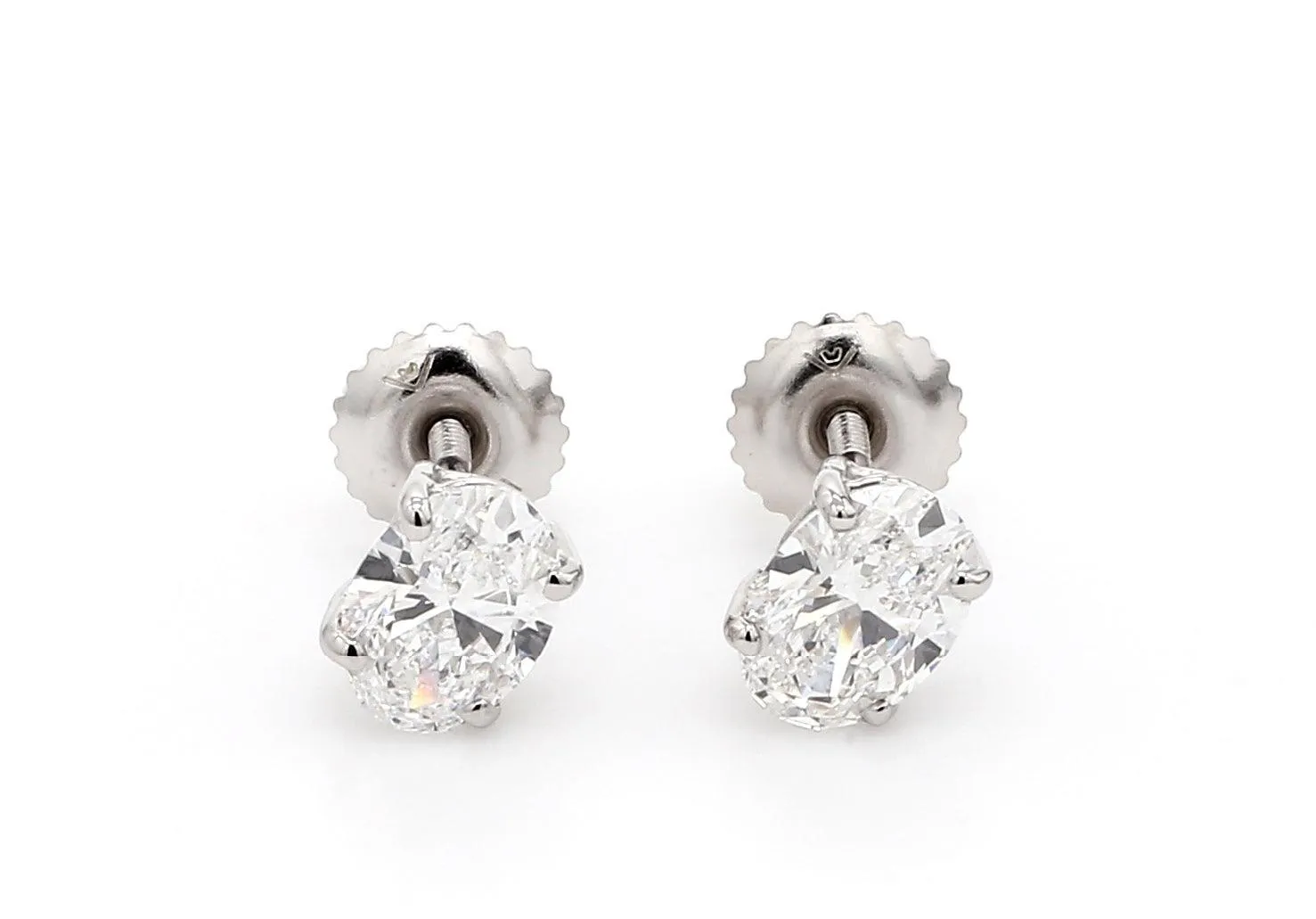 Classic Oval Earrings 1 1/2 CTW. IGI Certified
