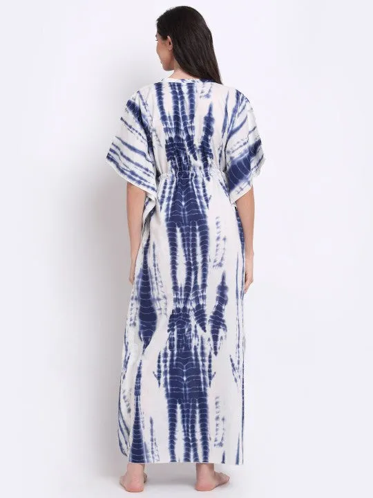 Designer Indian Tie & Dye Printed Kaftan Maxi Dress For Women