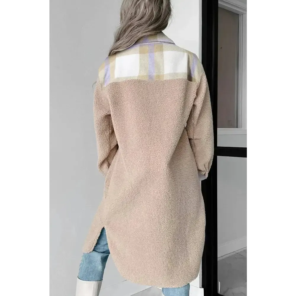 Elevate Your Style with the Slit Plaid Button Down Long Sleeve Coat