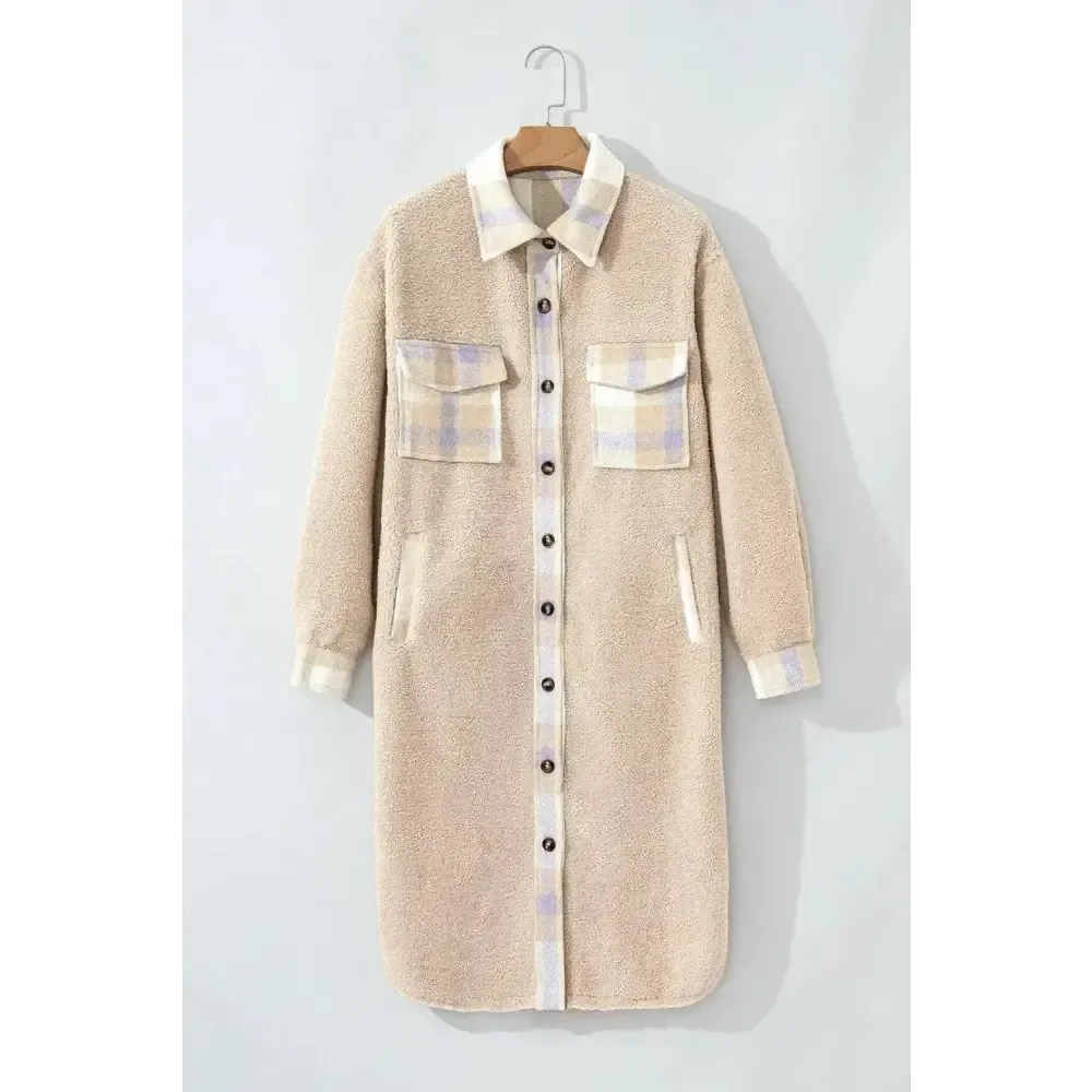 Elevate Your Style with the Slit Plaid Button Down Long Sleeve Coat