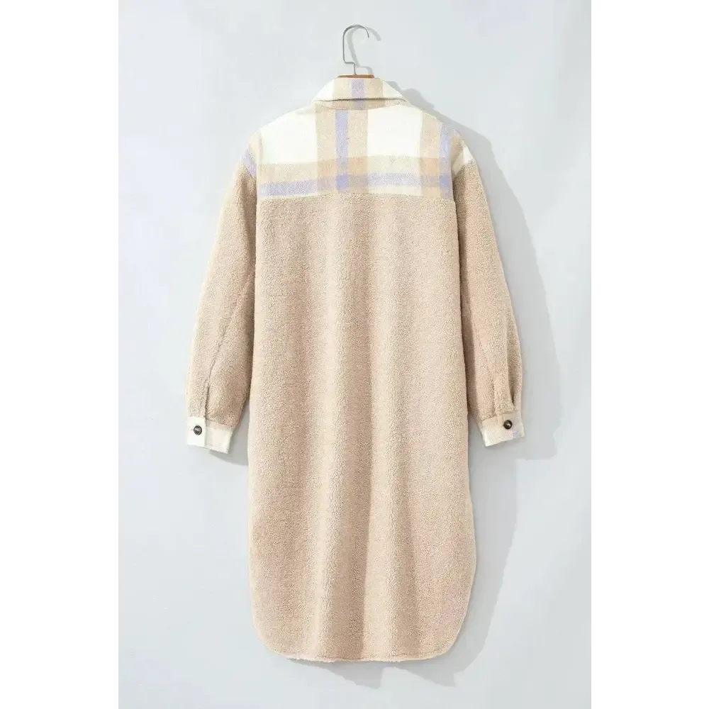 Elevate Your Style with the Slit Plaid Button Down Long Sleeve Coat