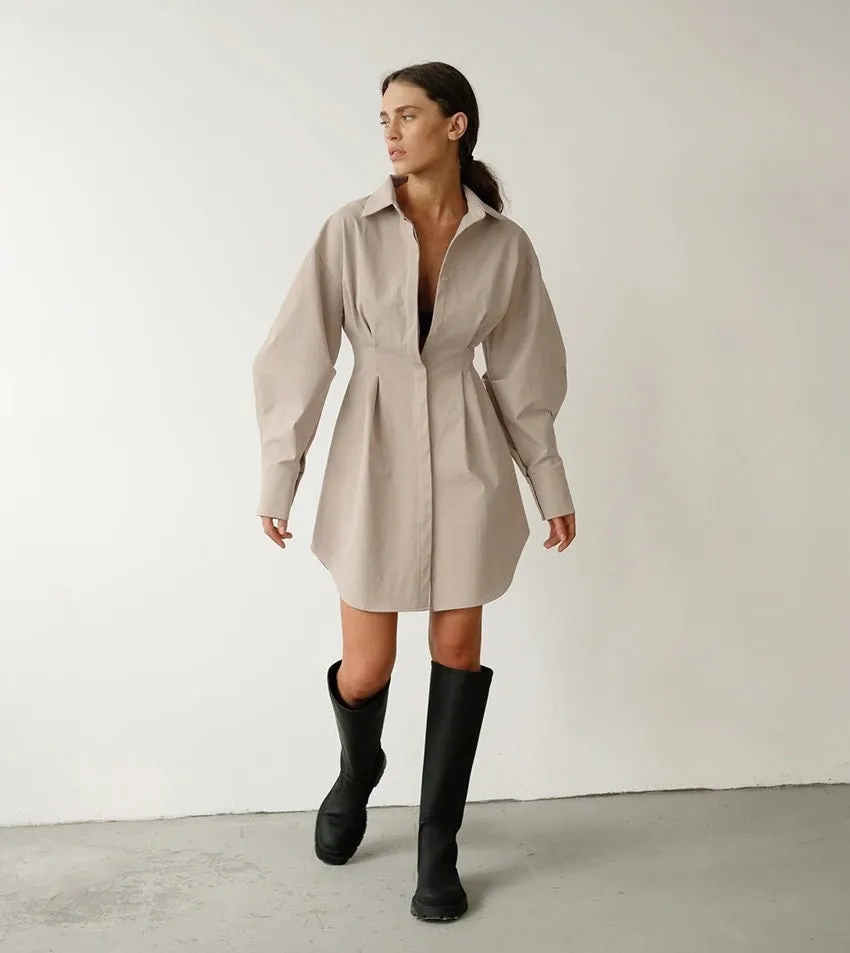 Elletra Pleated Shirt Dress