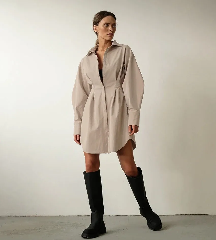 Elletra Pleated Shirt Dress