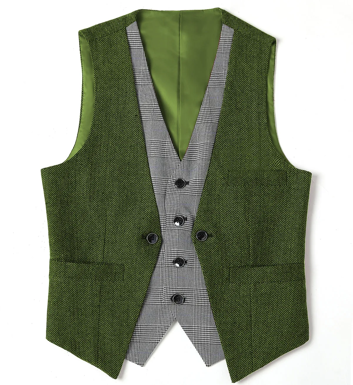 Fashion Men's Suit Vest Herringbone V-Neck Waistcoat
