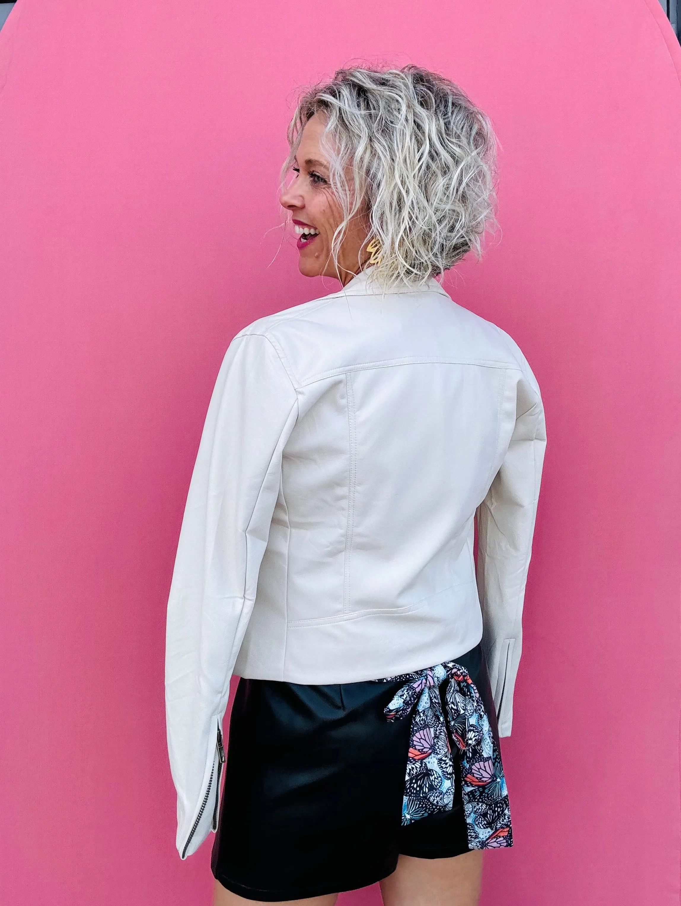 Faux Leather Bomber