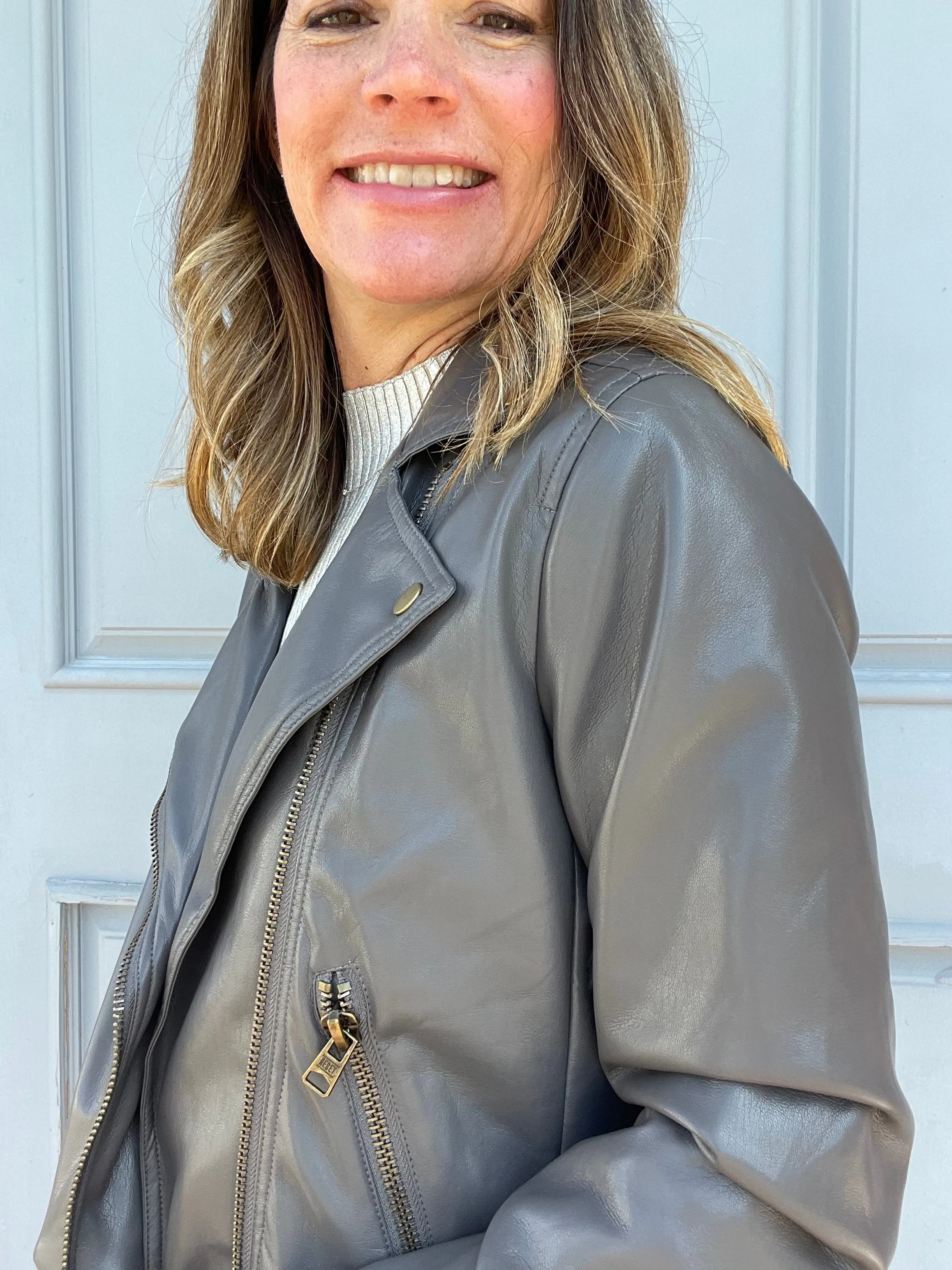 Faux Leather Bomber