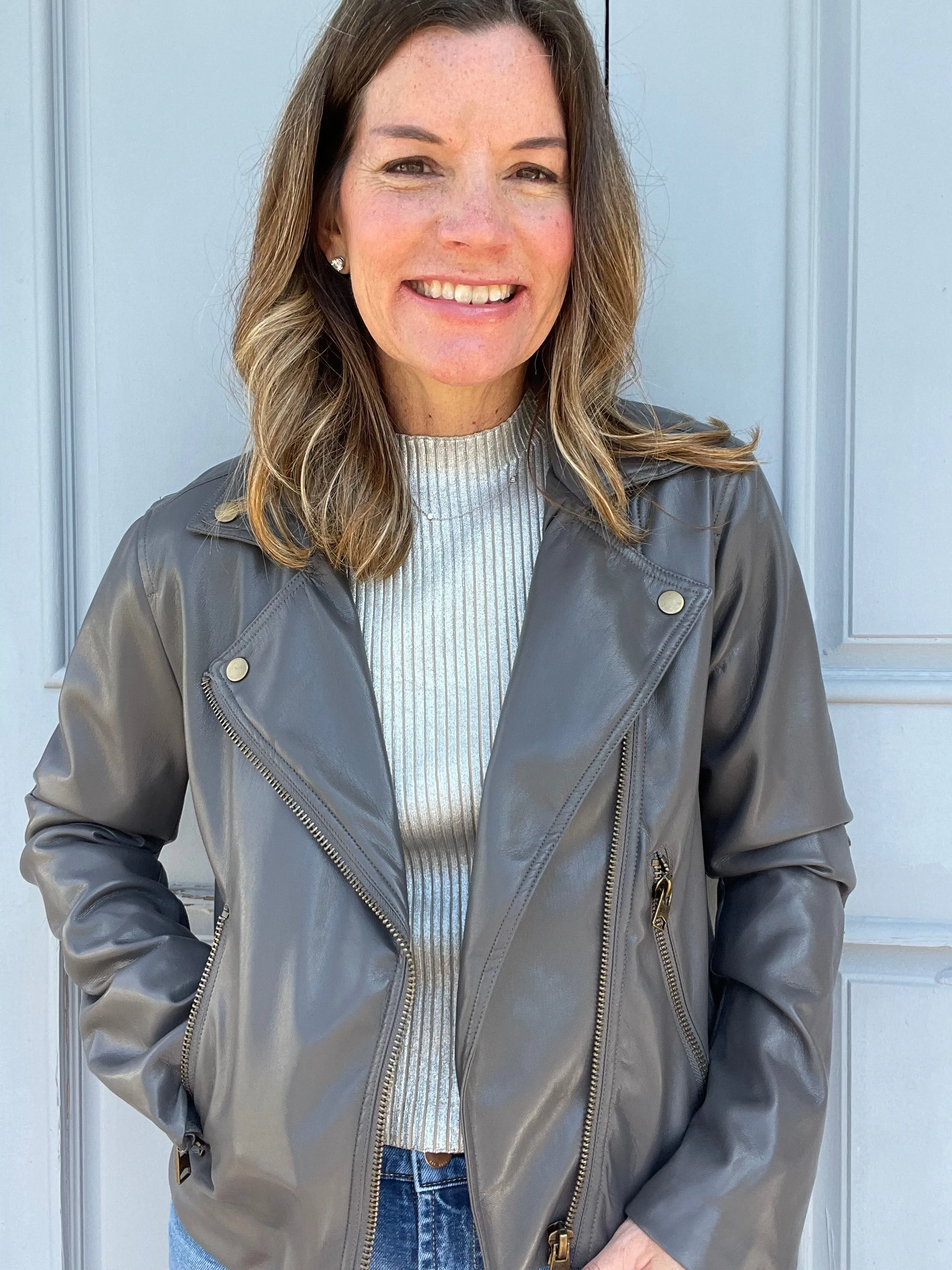 Faux Leather Bomber