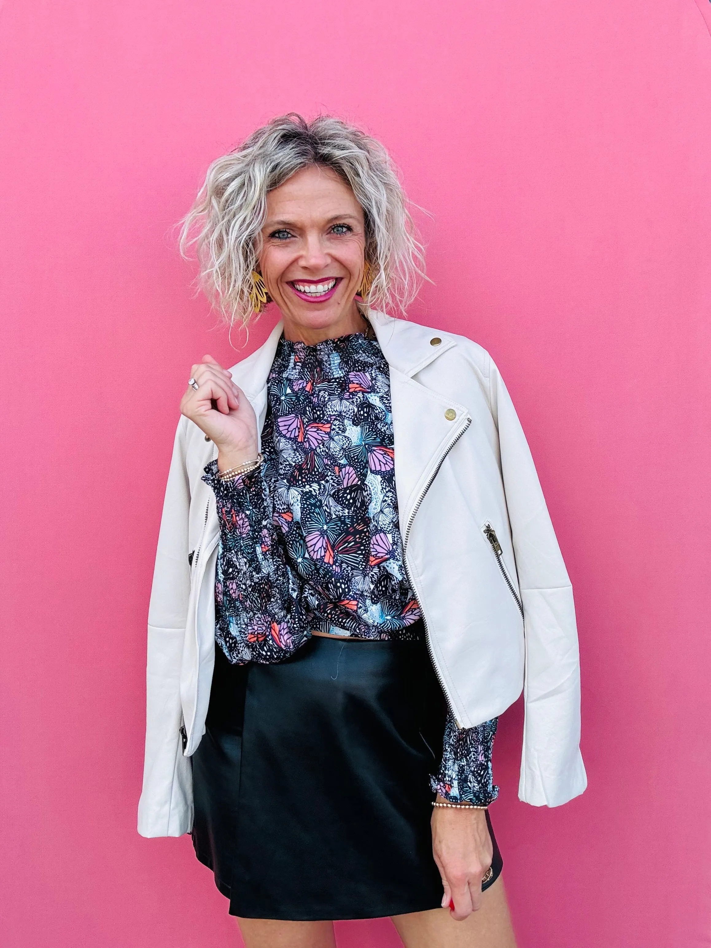 Faux Leather Bomber