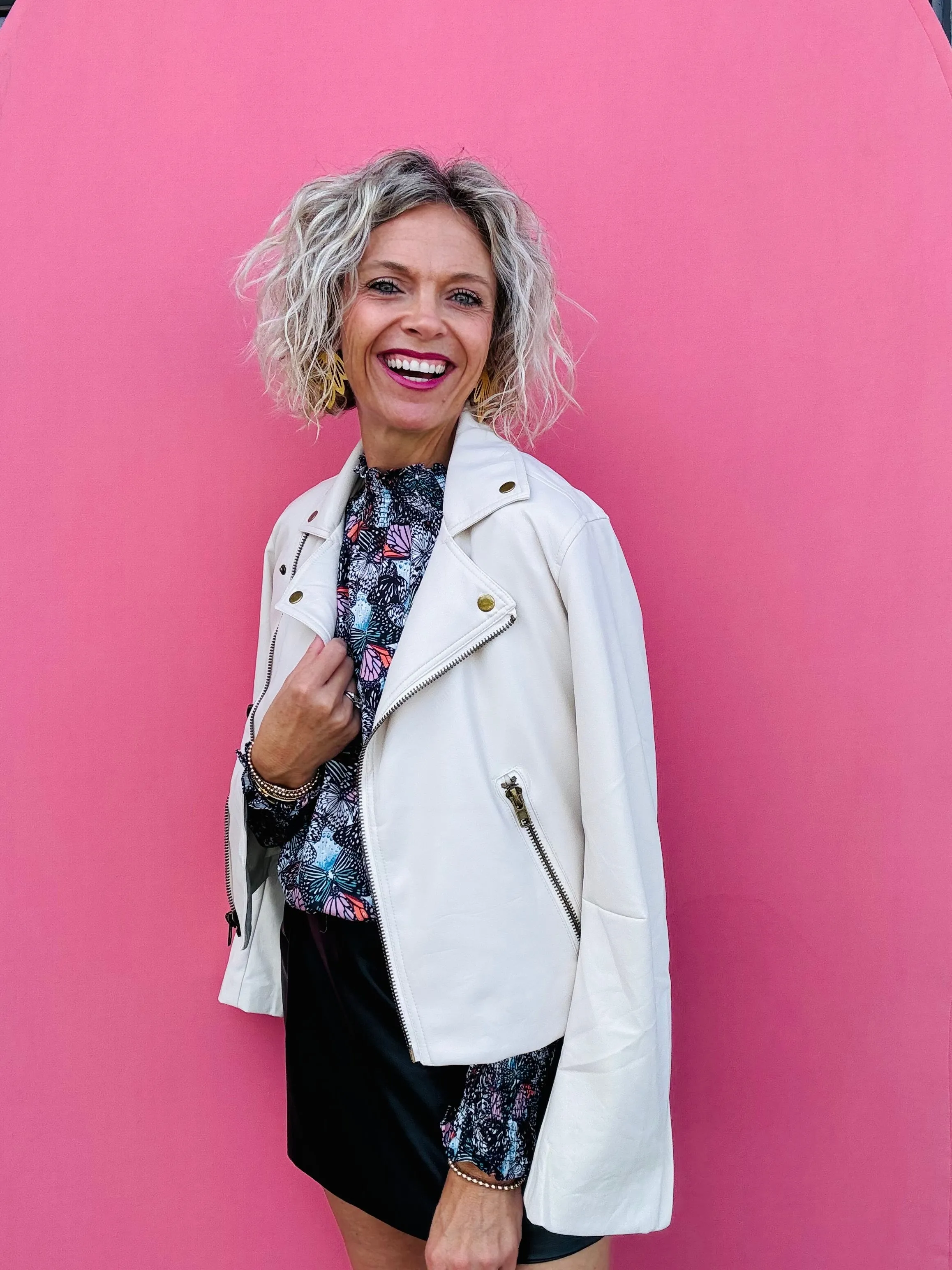 Faux Leather Bomber