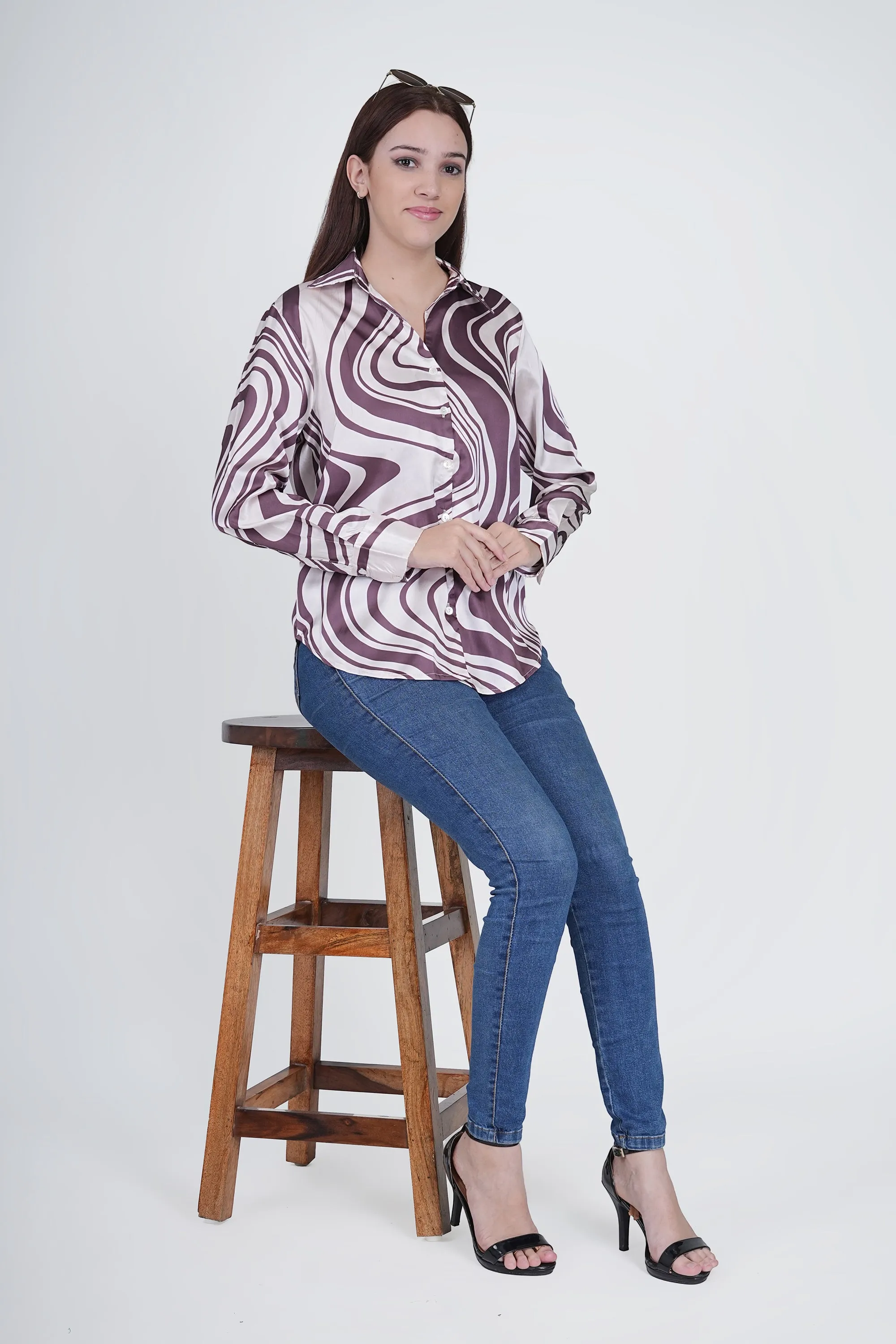 Flawless Women Printed Satin Shirt - Casual, Party, Office Wear