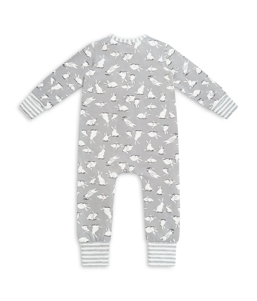 Footless Romper Cotton Grey Cottontail