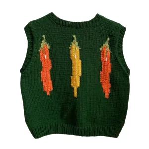 Green Moley Hand knitted Green Chilli Sweater Vest
