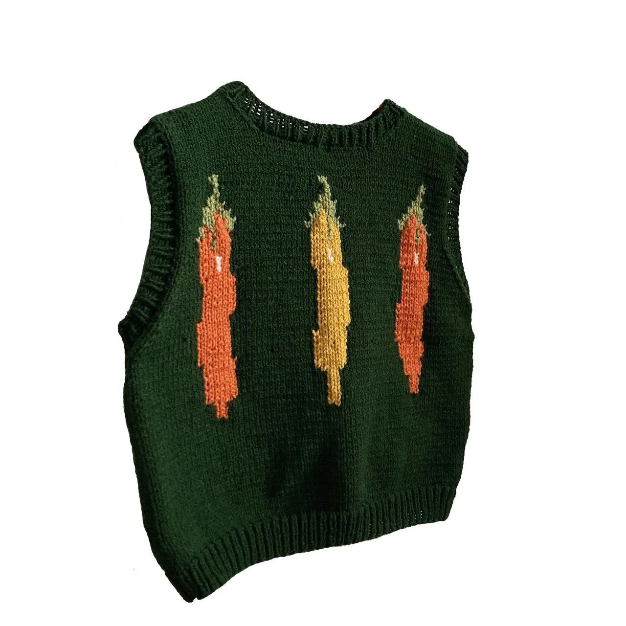 Green Moley Hand knitted Green Chilli Sweater Vest