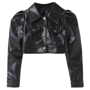 Kid Girl Leather Jacket Black