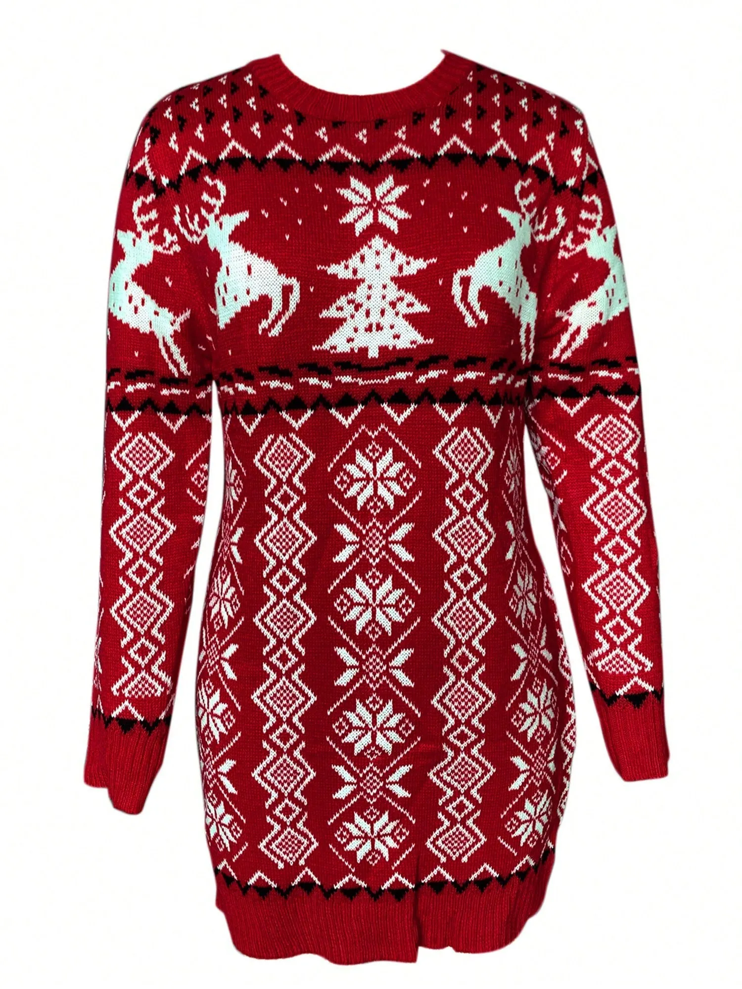 Knitted dress|Women Christmas Jacquard Knitted Dress