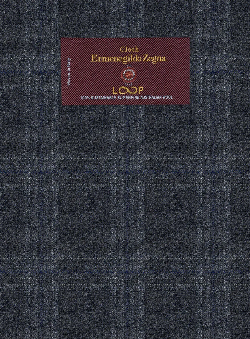 Lanificio Zegna Loop Verone Blue Checks Wool Jacket