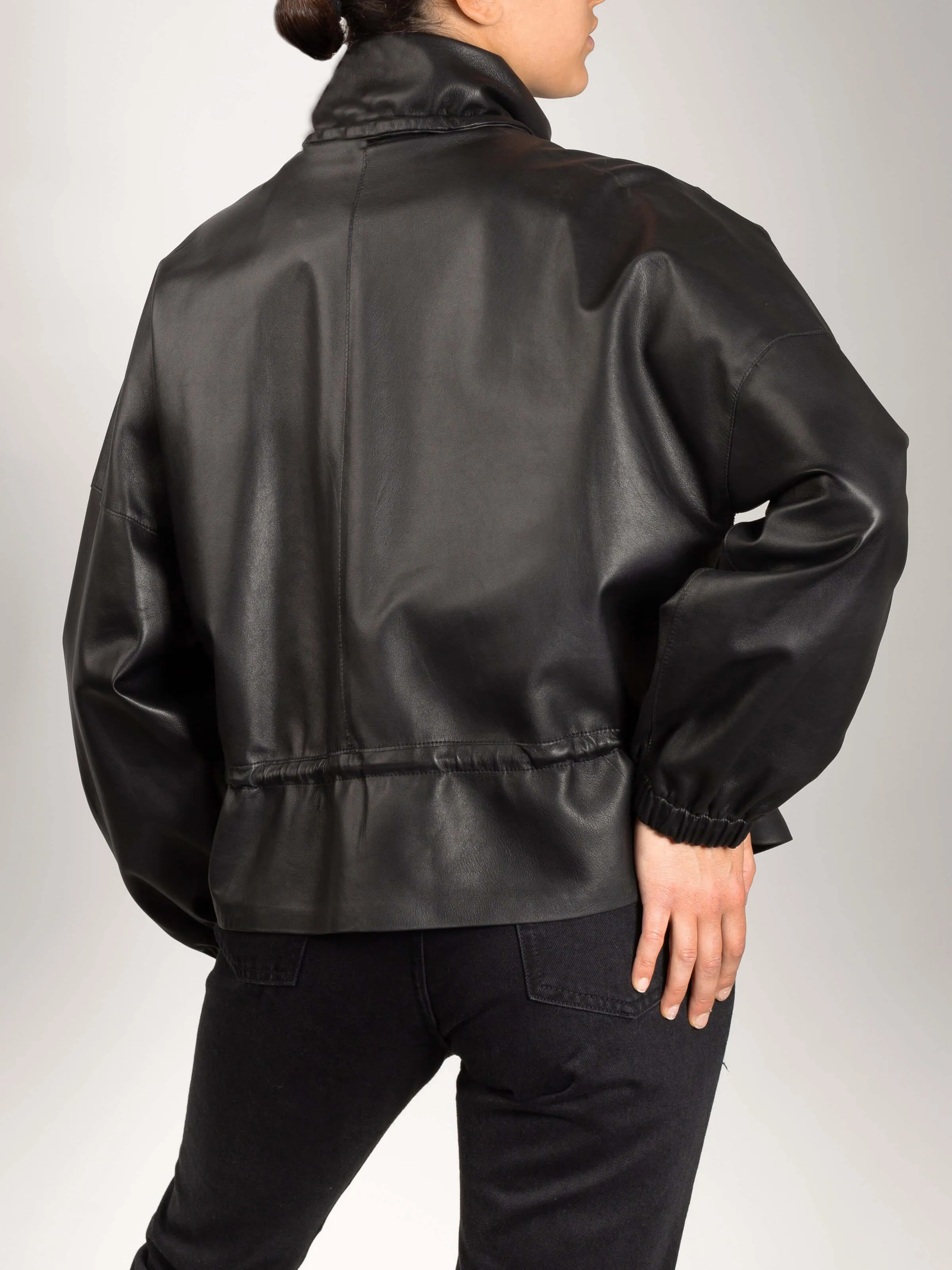 Larissa Italian Lambskin Leather Bomber Jacket
