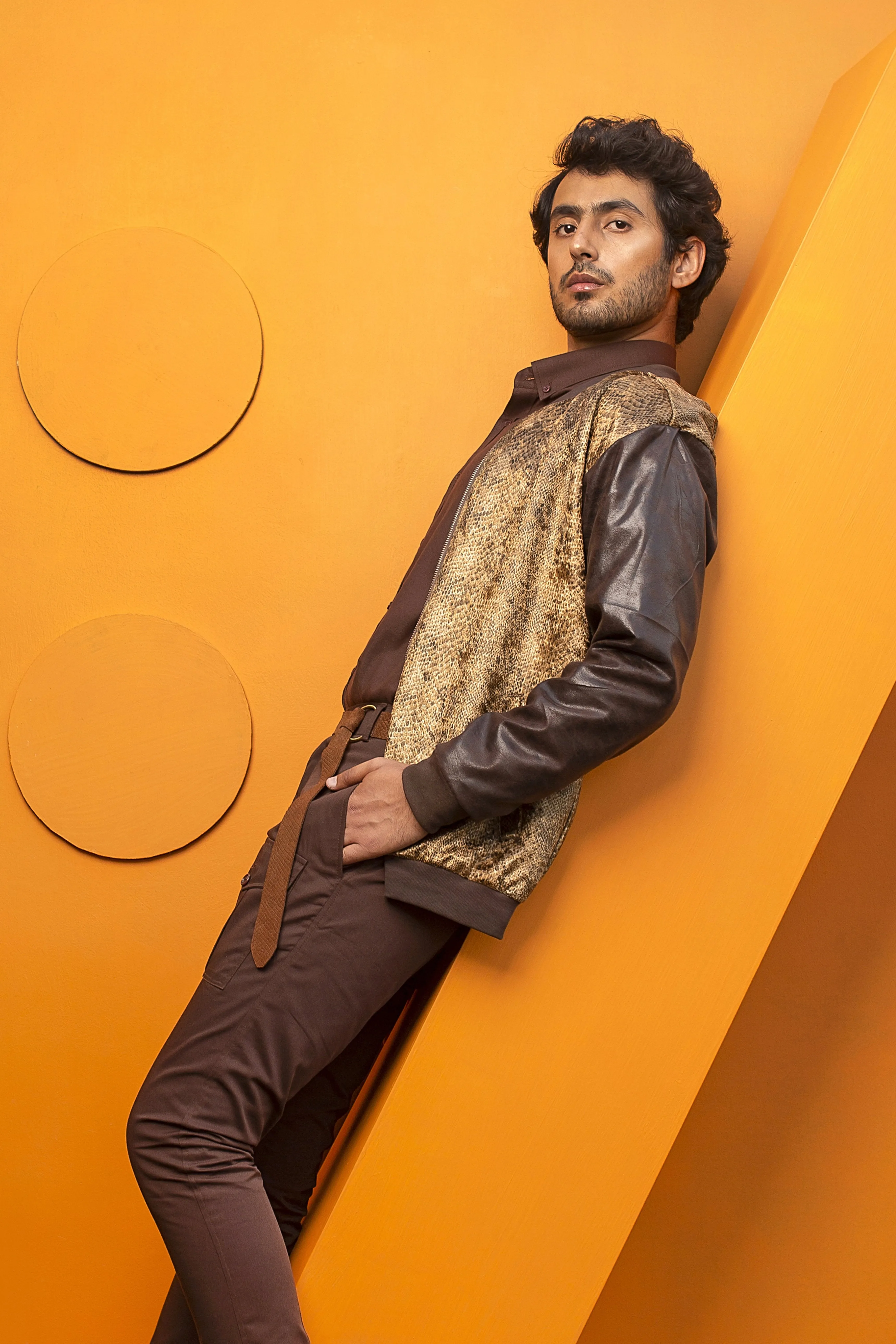 Leather Snake Textured Jacket