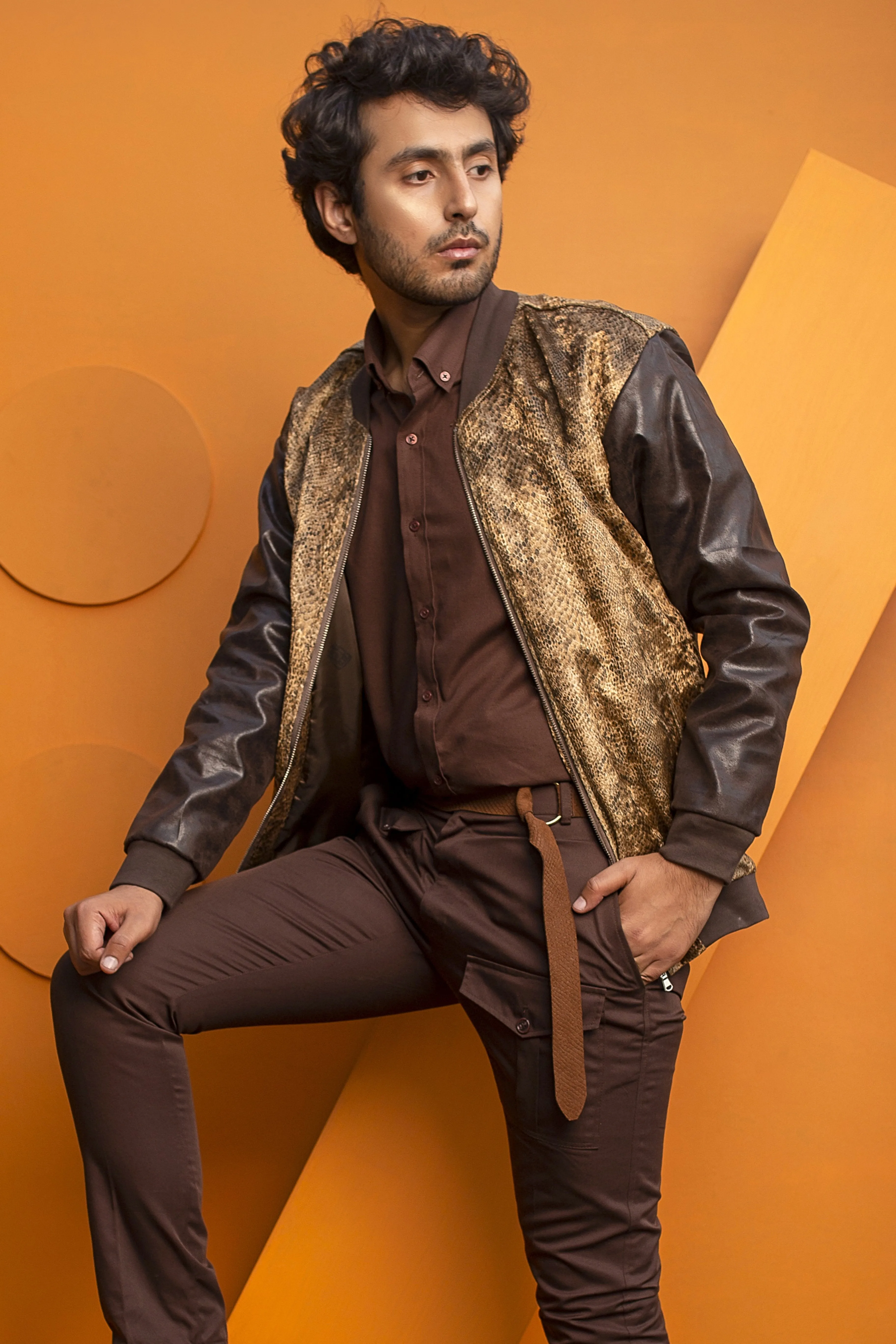 Leather Snake Textured Jacket