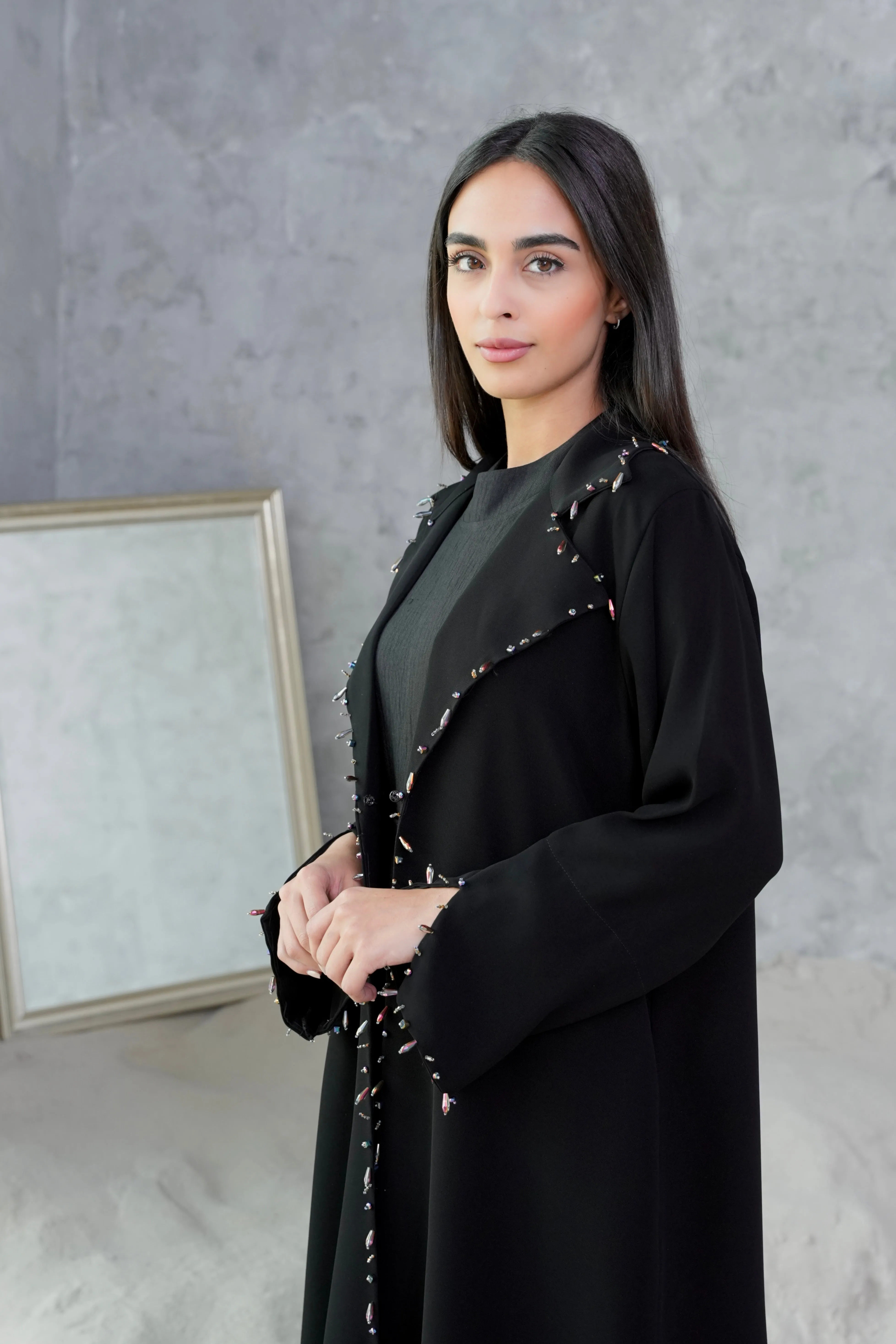 LUXURY BLACK JACKET ABAYA #370
