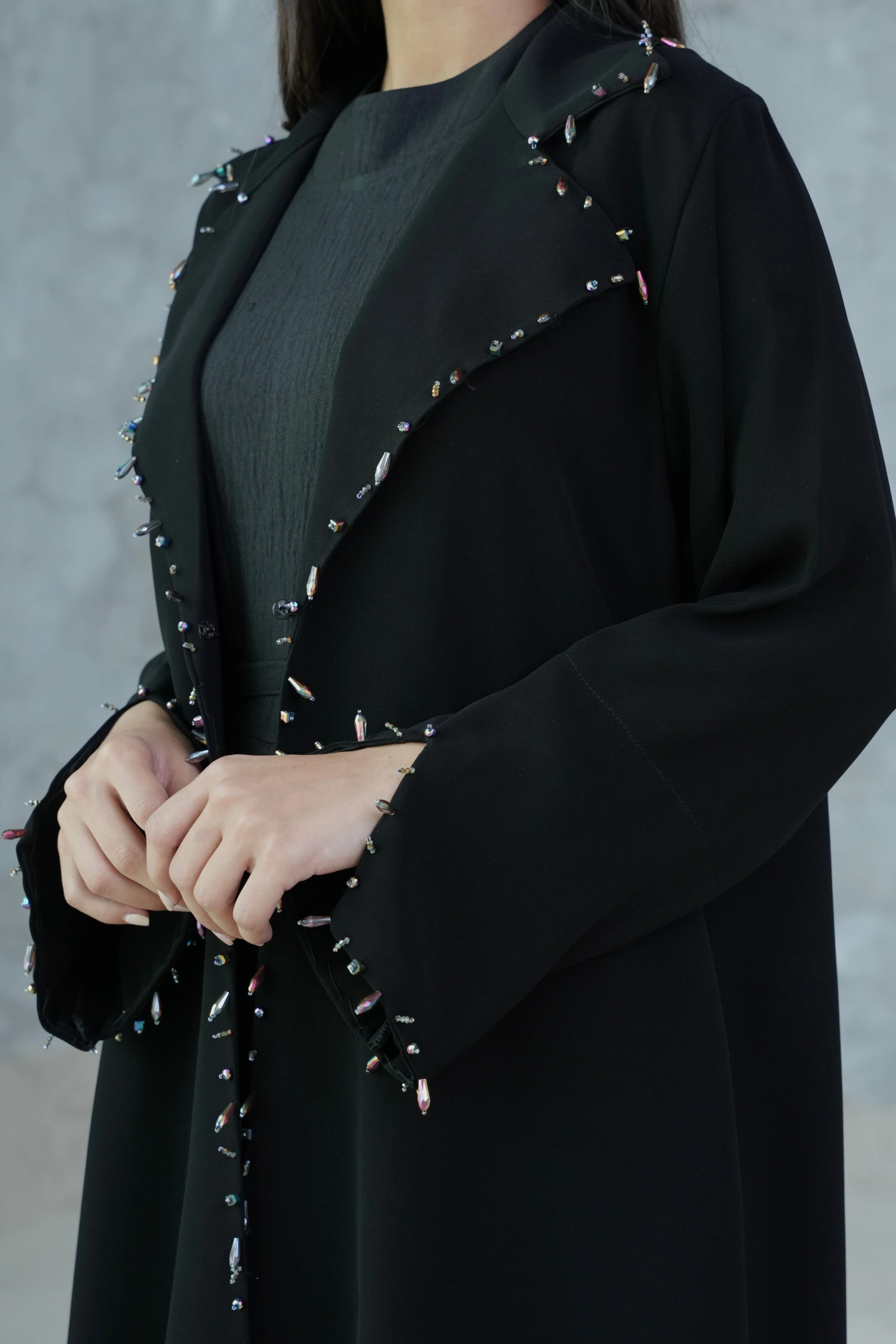LUXURY BLACK JACKET ABAYA #370