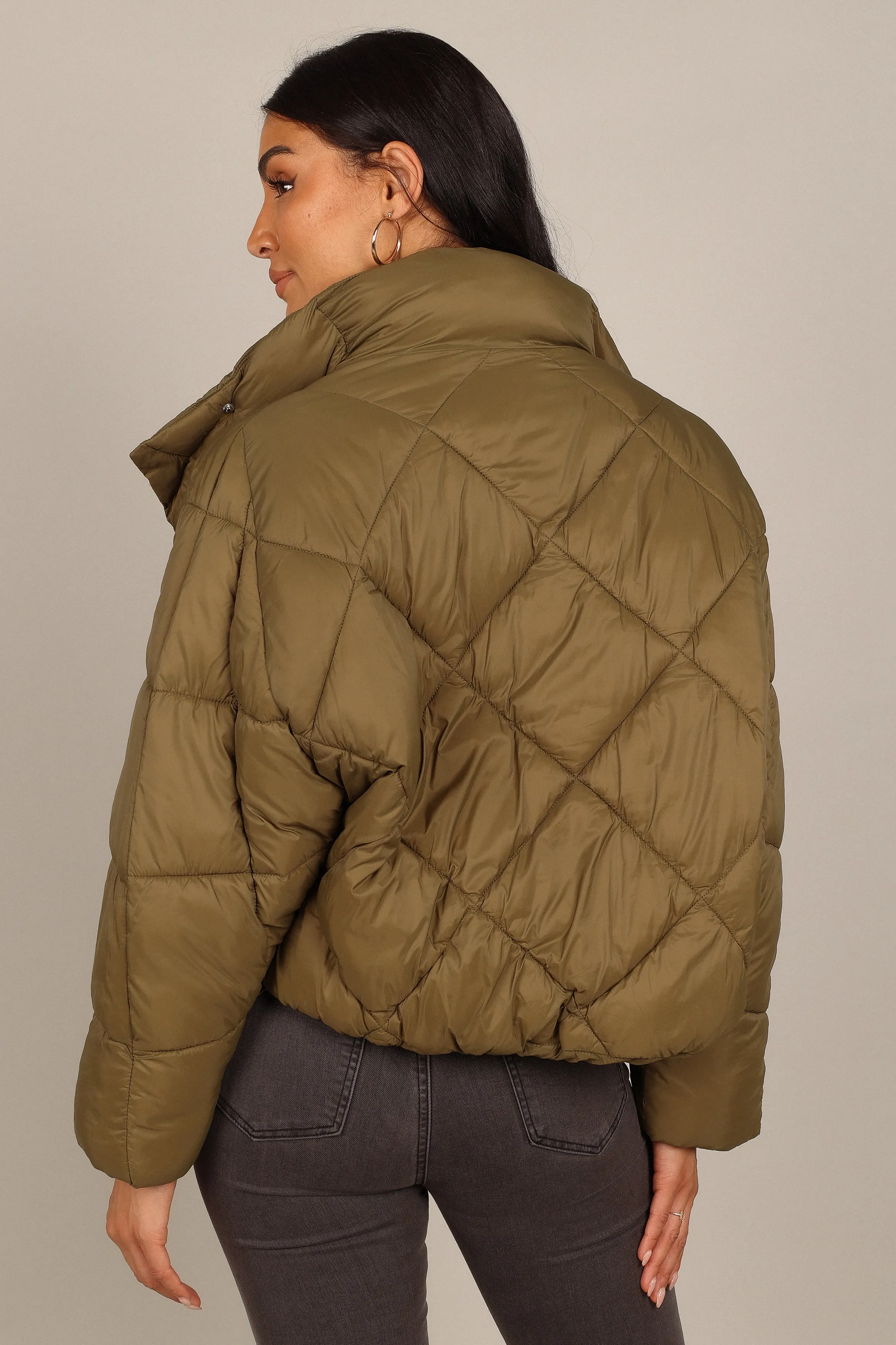 Malin Quilted Puffer Coat - Olive
